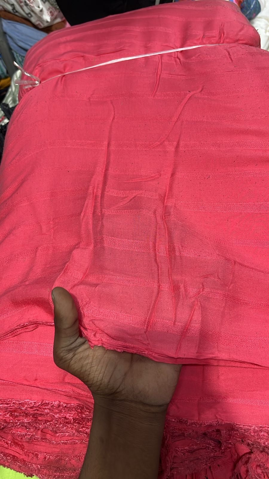 Buy Cotton Pink Line Jacquard Work Fabric