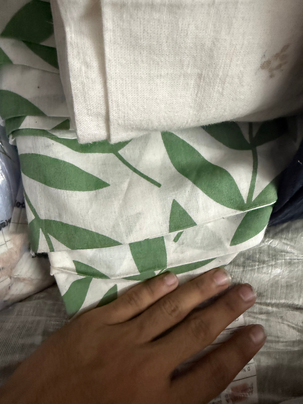 Buy Premium Cotton Print White Green Leaf Fabric