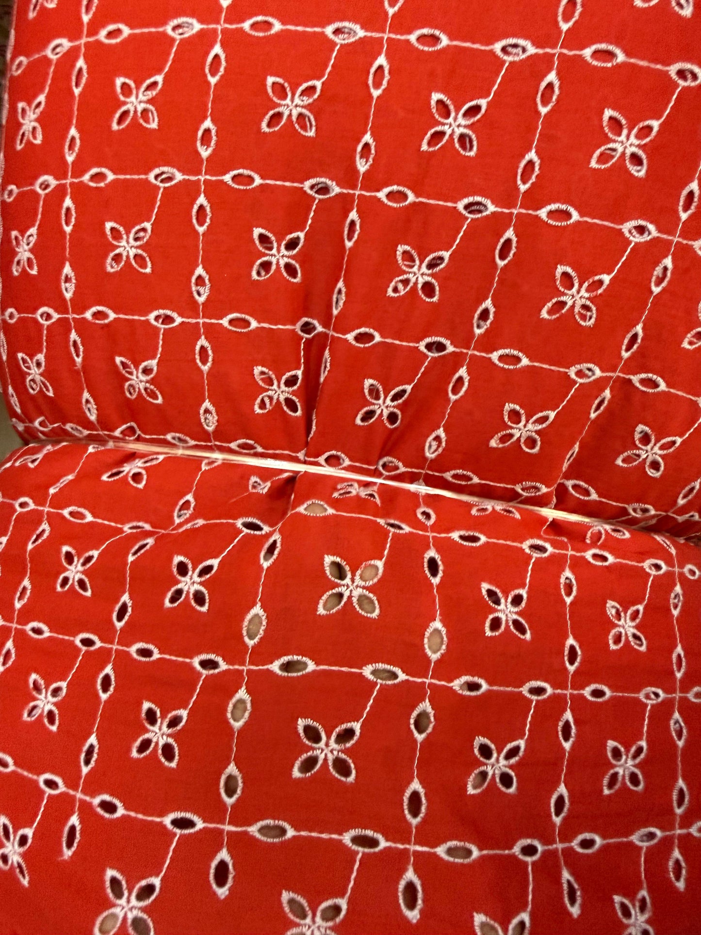 Buy Cotton Hakoba Diamond Pinkish Red White Combo Fabric
