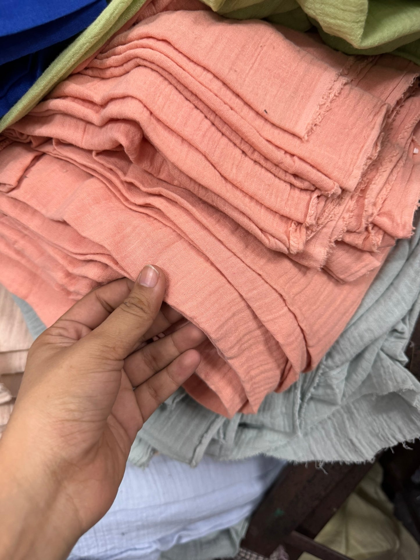 Buy Soft Cotton Double Cloth Solid Peach Fabric