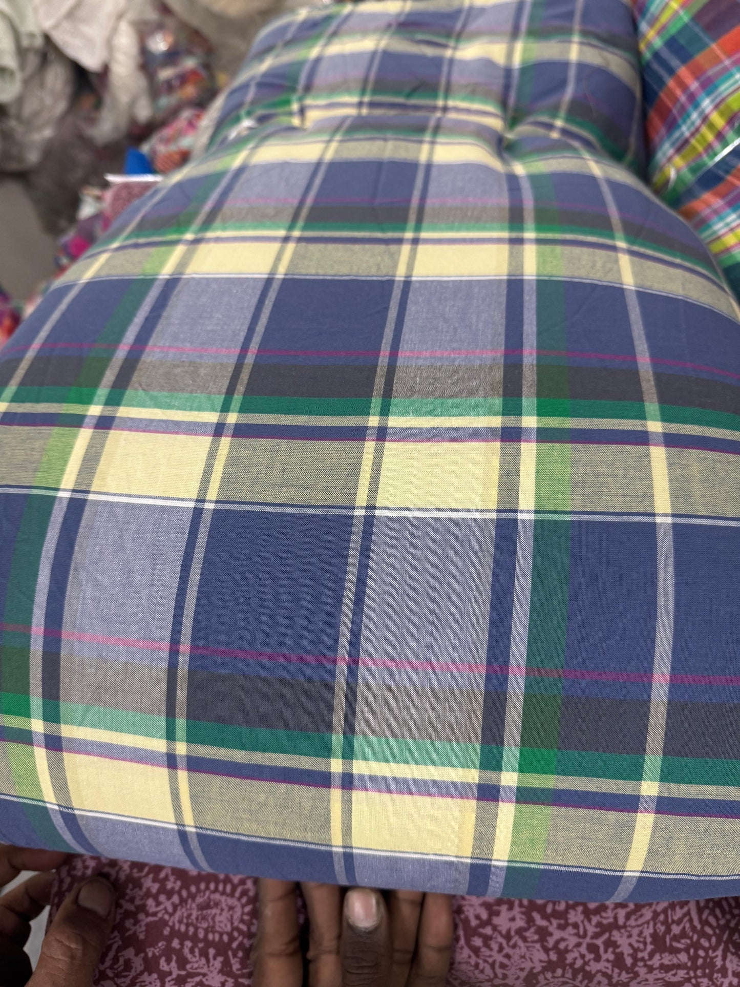 Buy Premium Blue Cotton Arvind Mill Yarn Dyed Fabric - MAF