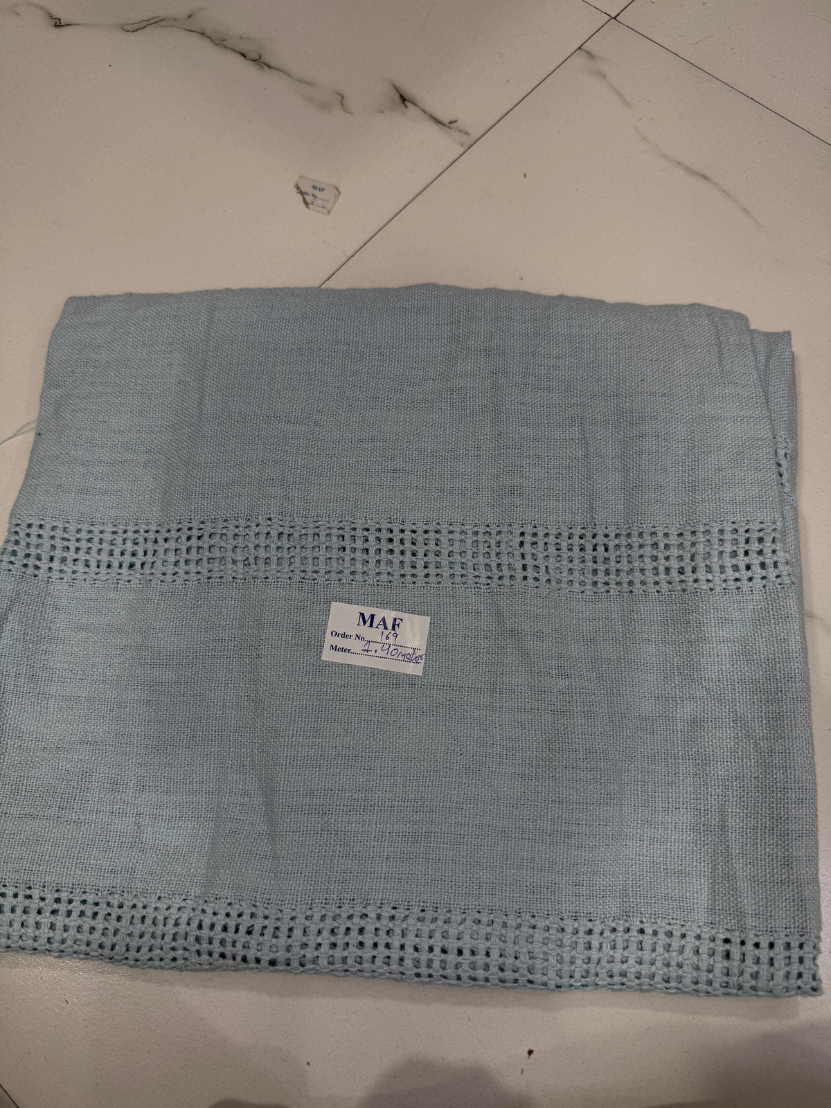 Buy Cutpiece Dusty Blue Canvas Open Weave Border 1.40 Centimeter