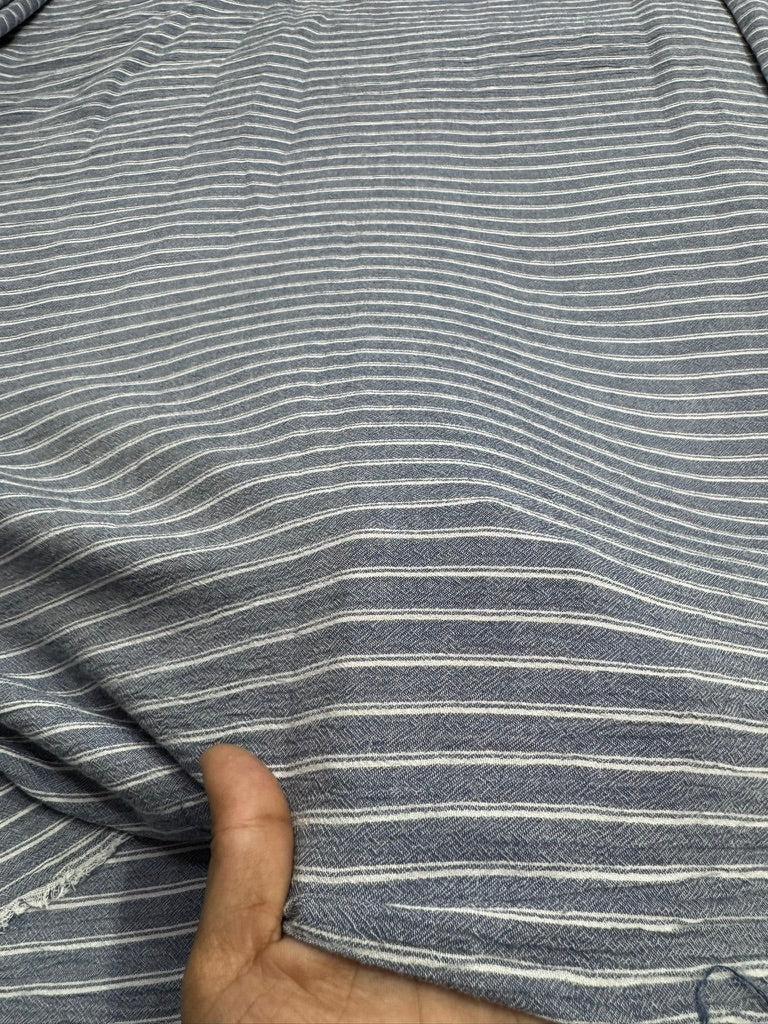Buy Rayon Greyish Blue White Stripe Fabric