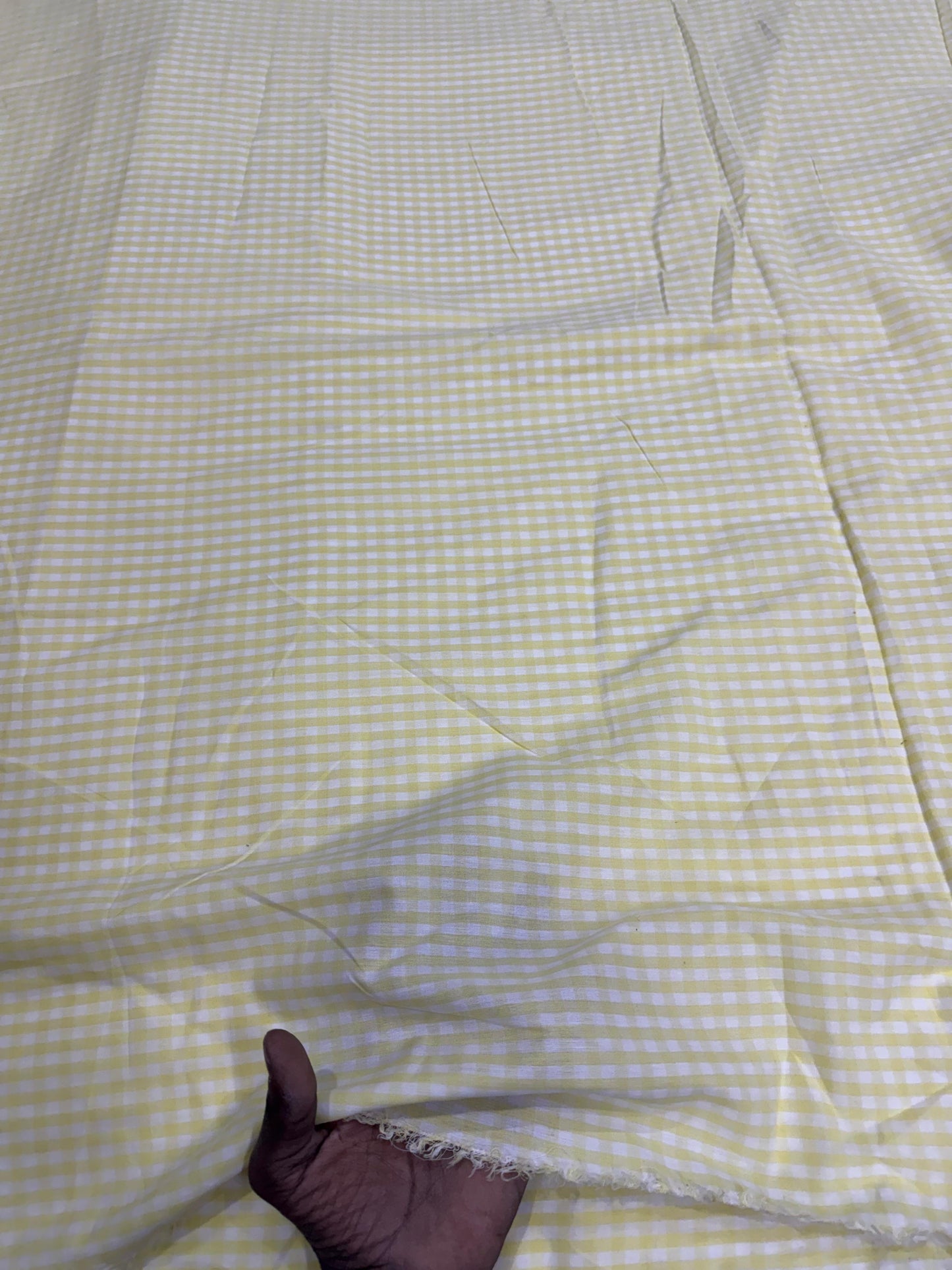 Buy Premium Cotton Gingham Yellow White Check Fabric