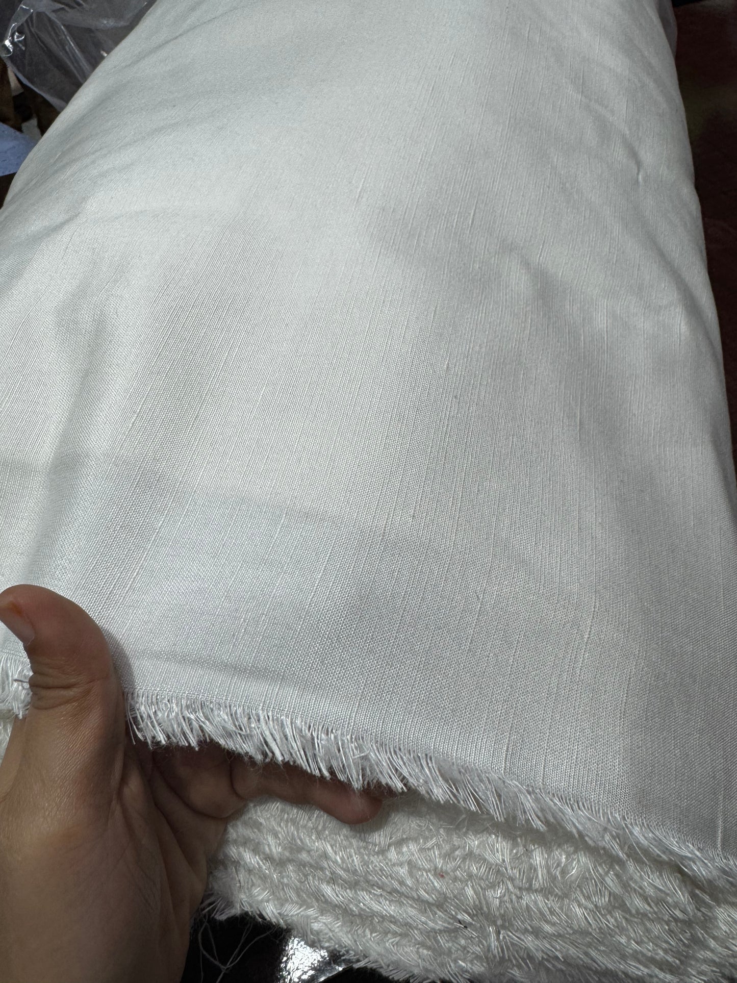 Buy Pure Linen Solid White Safari Fabric