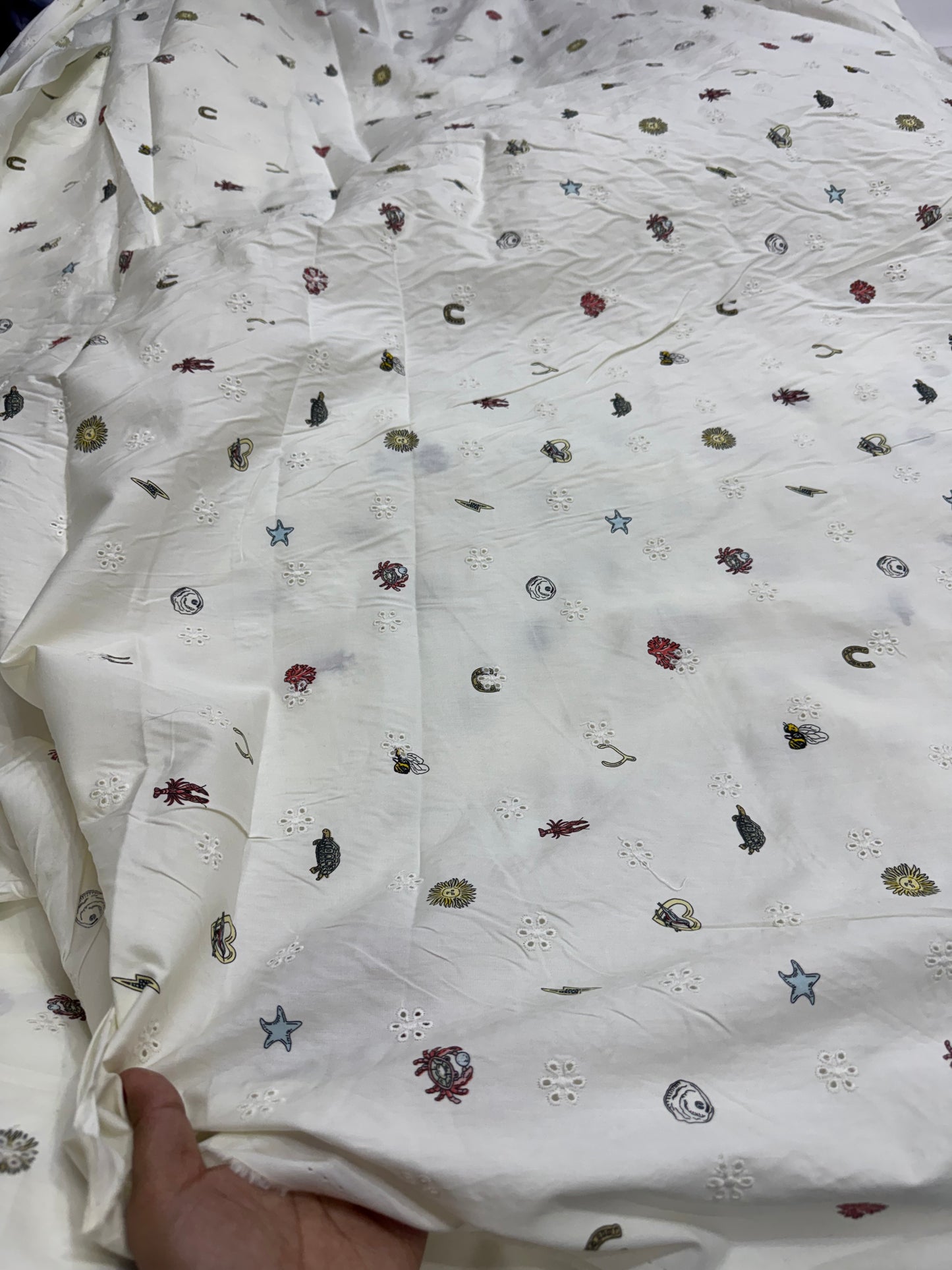 Buy Cute Patch Printed Cotton Hakoba Embroidery Fabric