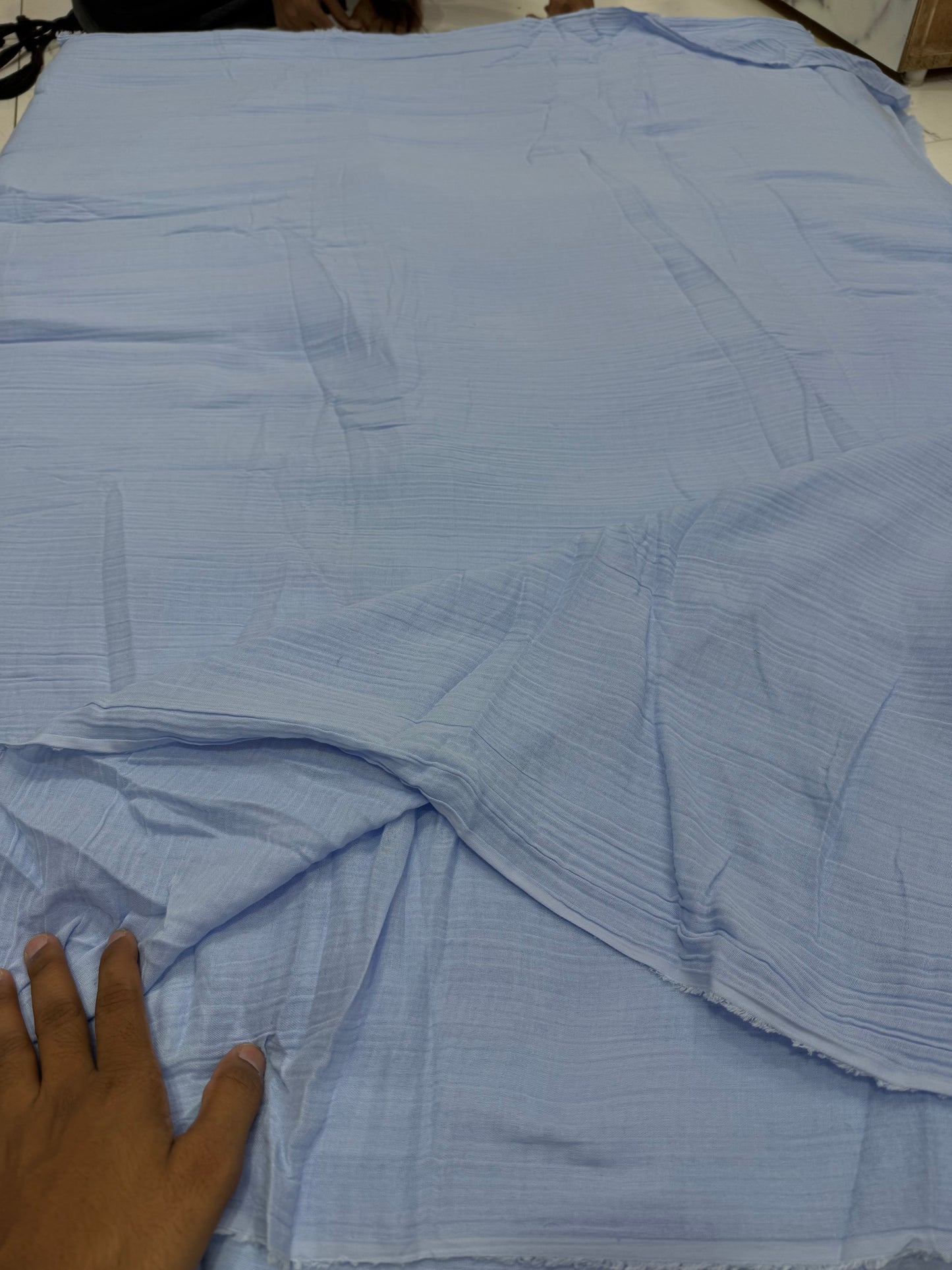 Buy Soft Cotton Double Cloth Solid Powder Blue Fabric