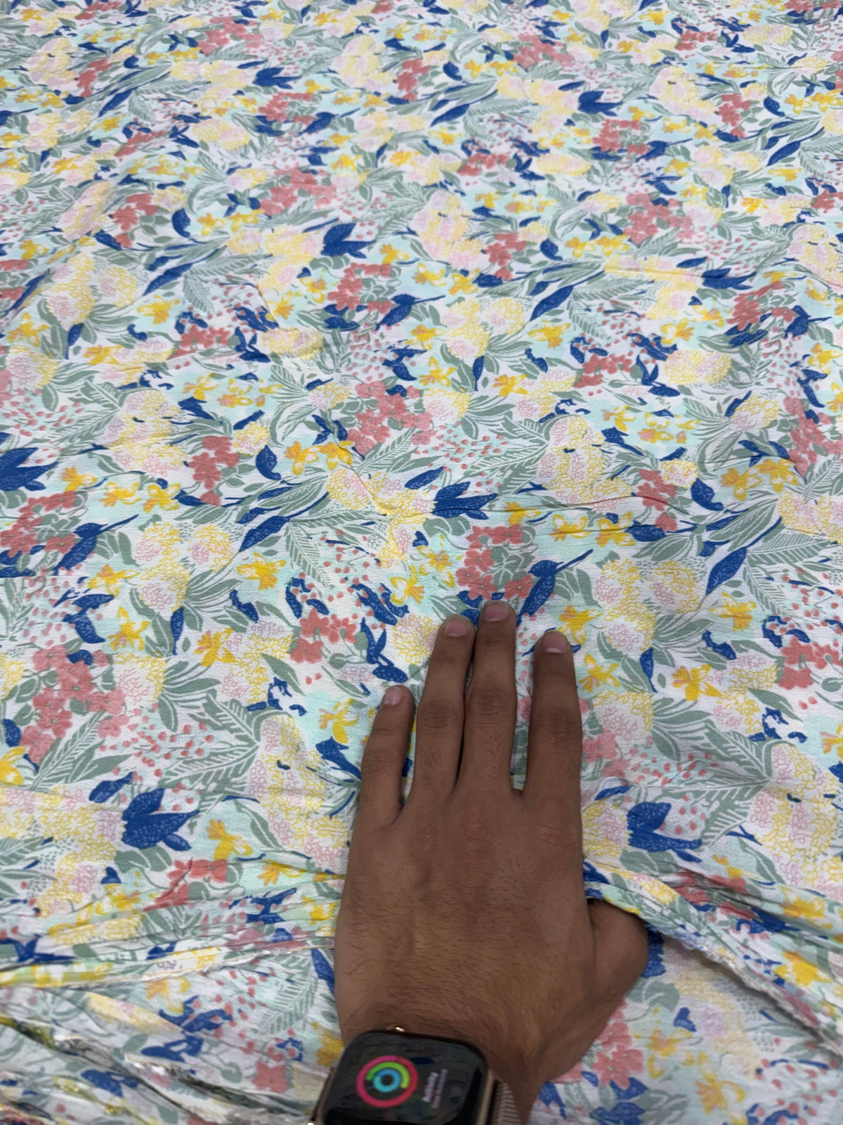 Buy Premium Viscose Rayon Rinkle White Multicolor Wildflower Print Fabric