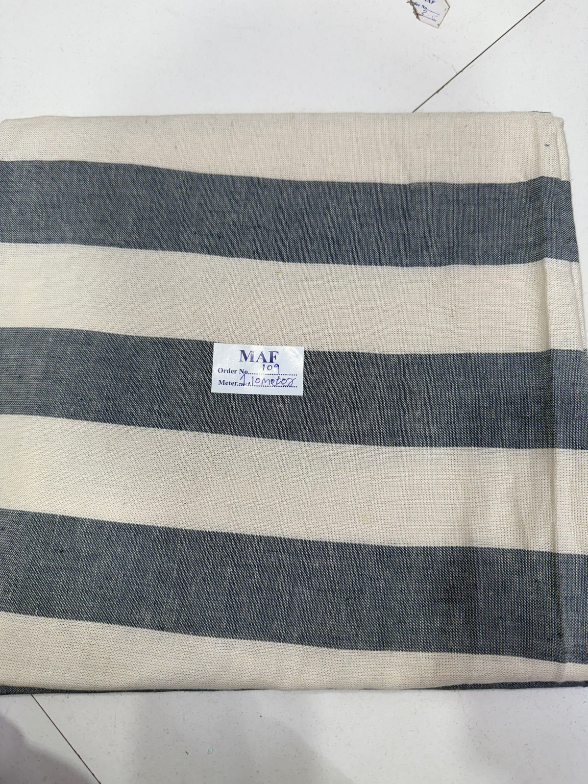 Buy Cutpiece Cotton Linen Broad Stripe Powder Blue 1.10 Meter