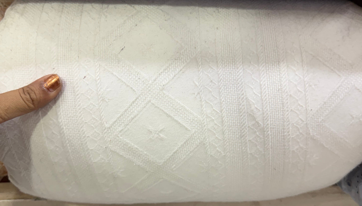 Buy Cotton Jacquard White Base Fabric