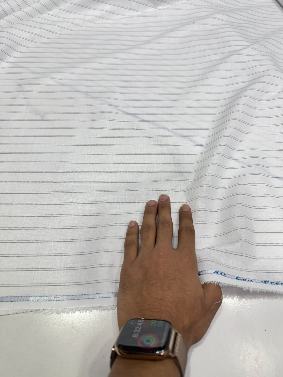 Buy 80 Lea Premium Linen White Grey Stripe Fabric
