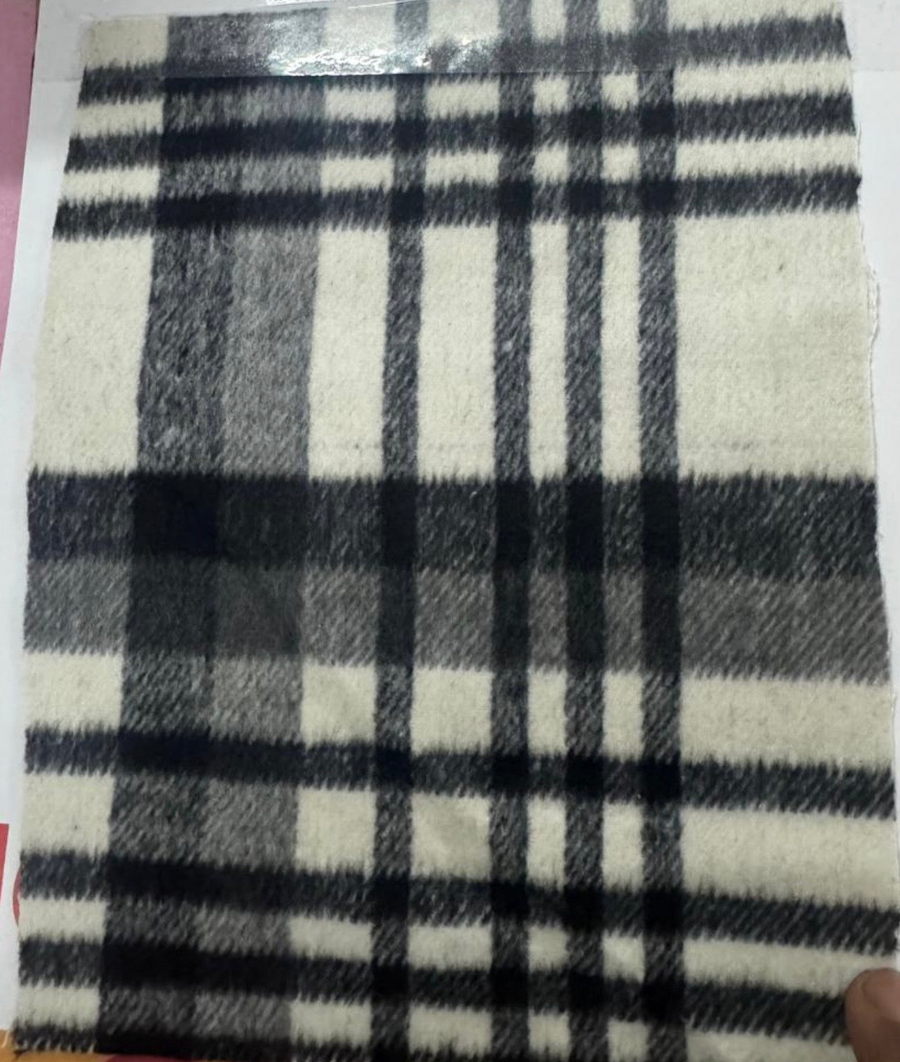 Buy Cotton Woollen Unique Black Check Fabric