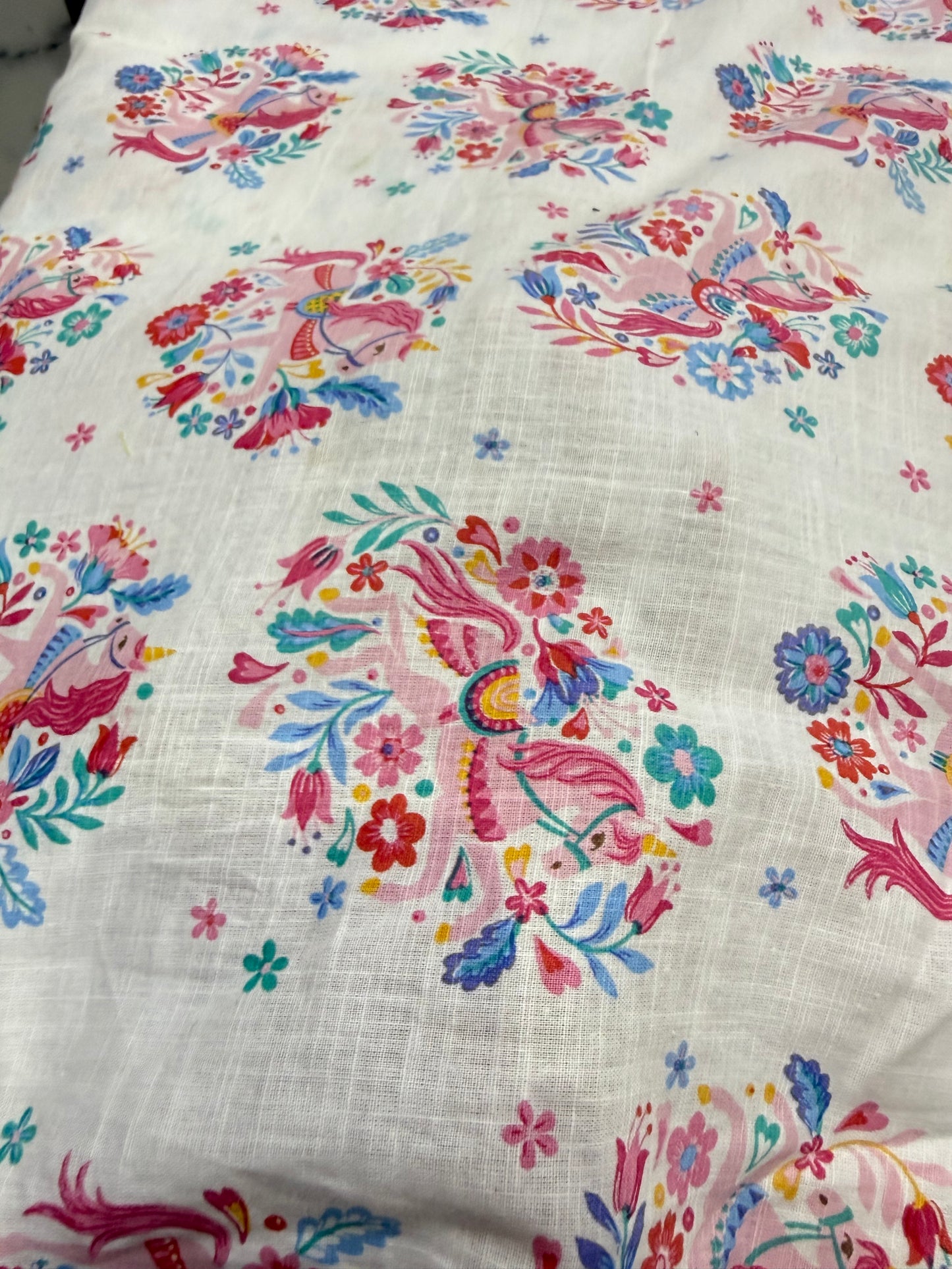 Buy Fine Mul Cotton Slub Baby Horse Block Fabric