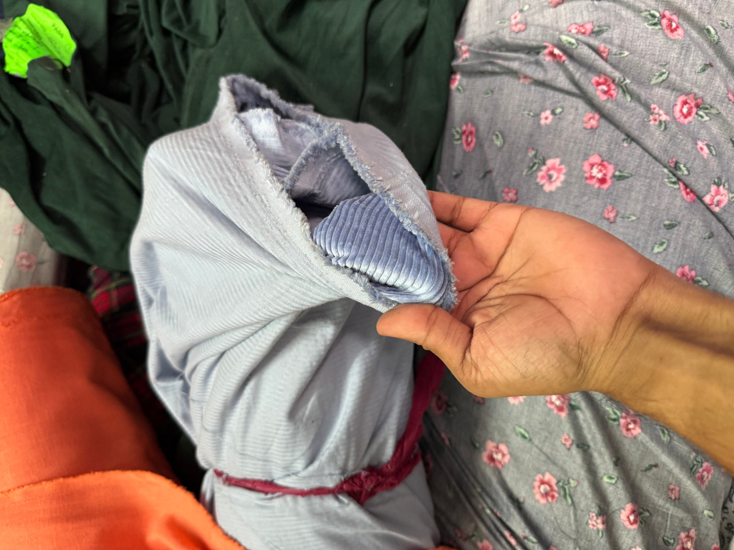 Buy Corduroy Solid Shiny Light Blue Fabric