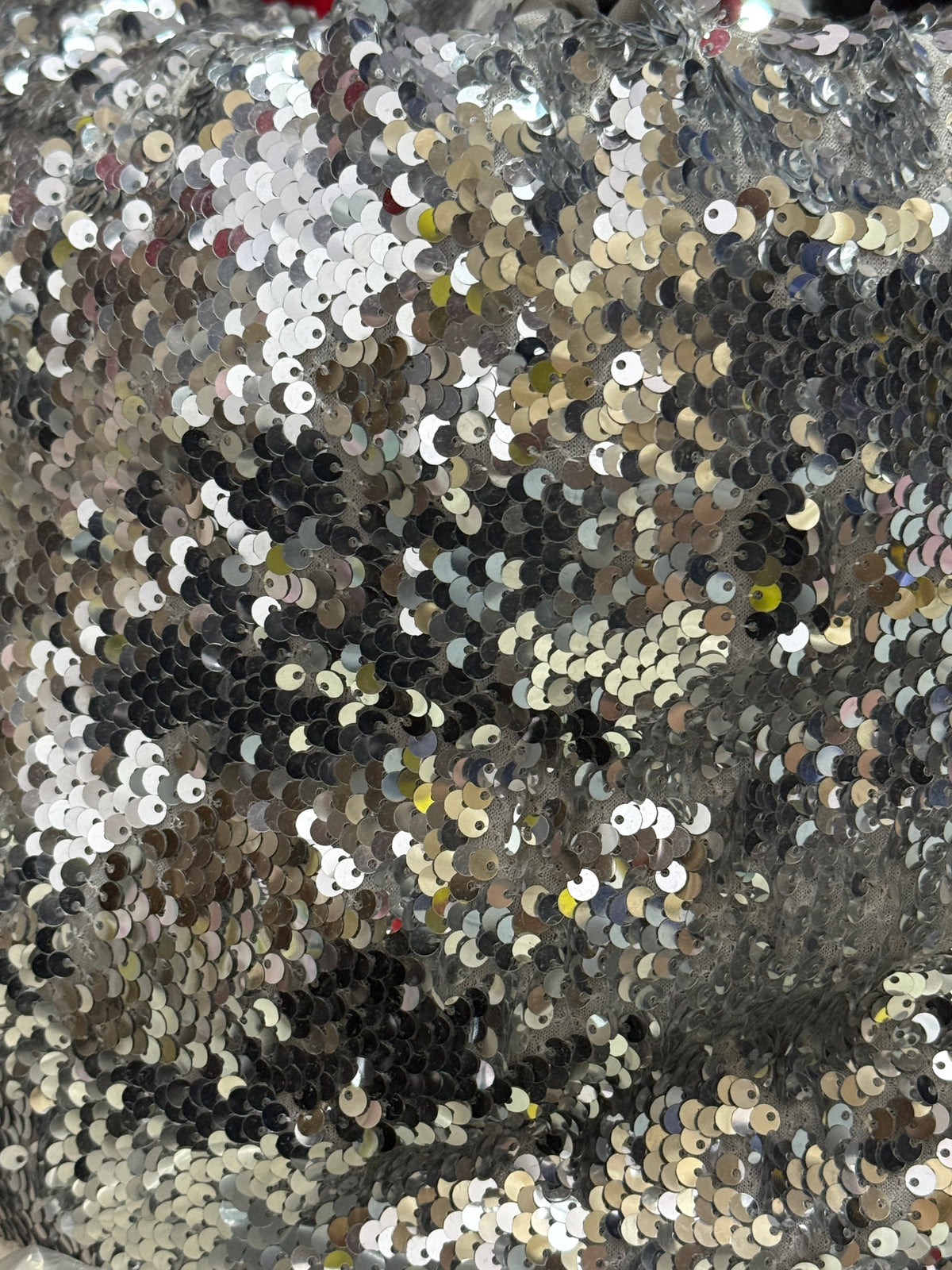 Buy Sequins Silver Multicolor Metallic Mix Fabric