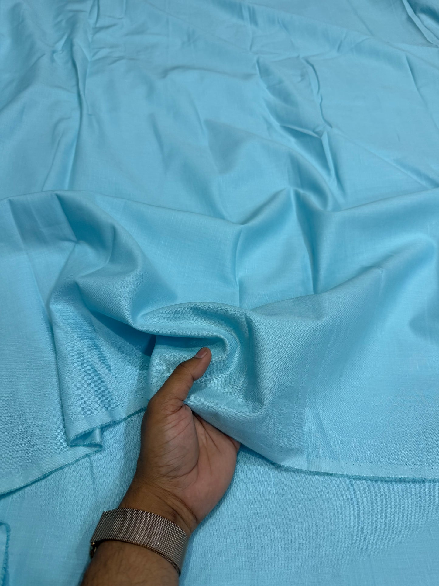 Buy Lab Certified Pure Linen Solid Bright Blue Fabric