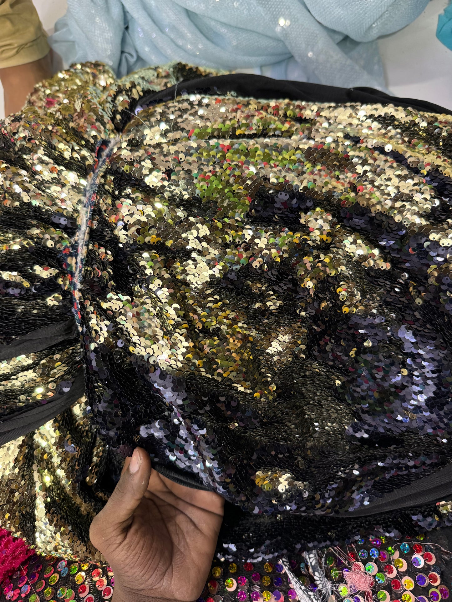 Buy Sequins Golden Coloured Fabric