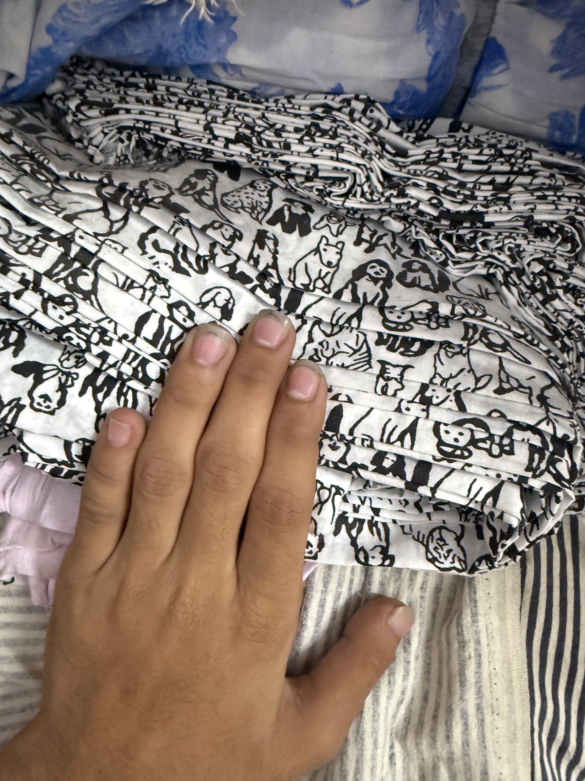 Buy Premium Cotton Print Black White Animal Doodle Fabric