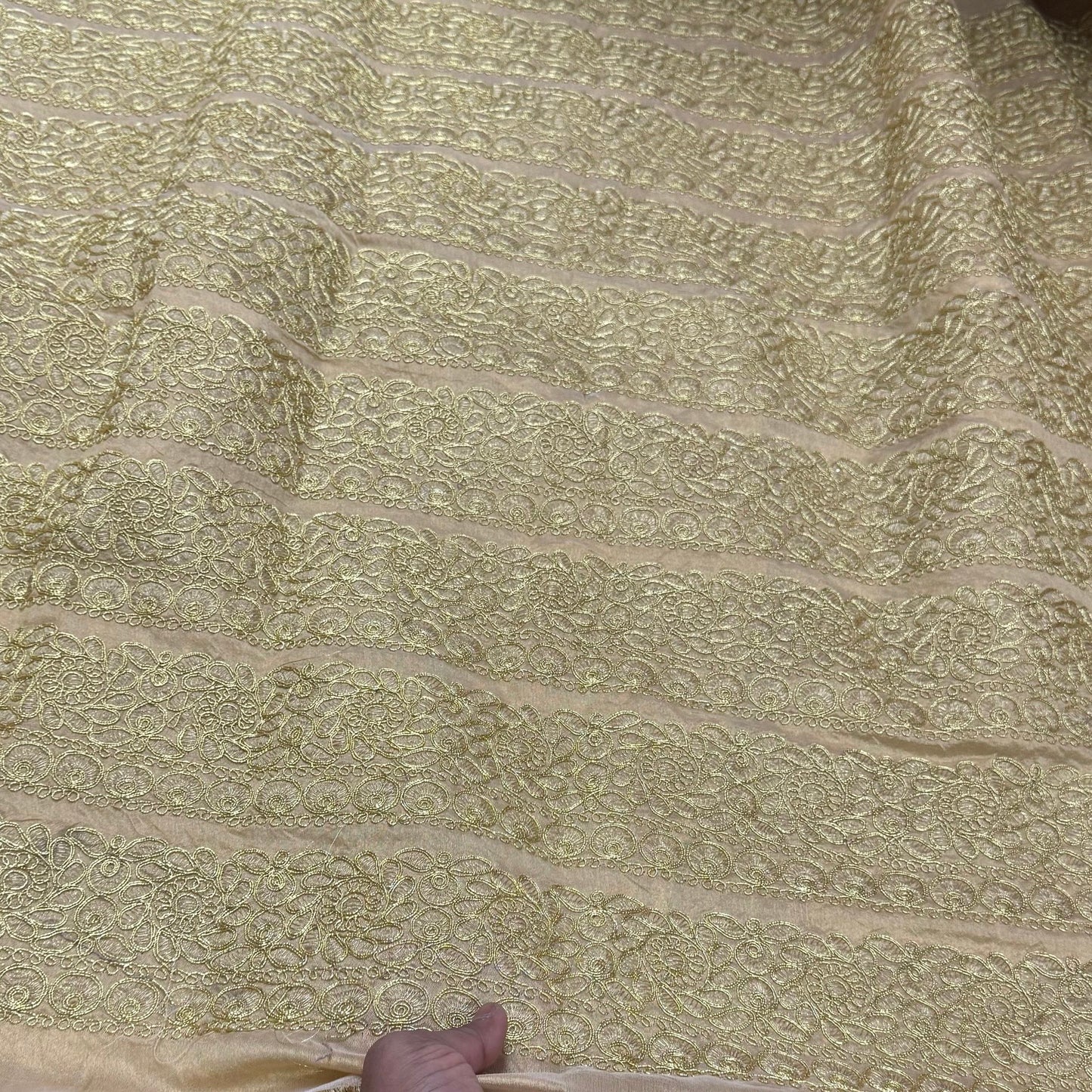 Buy Poly Dupion silk Gold Zari Lace Border - MAF