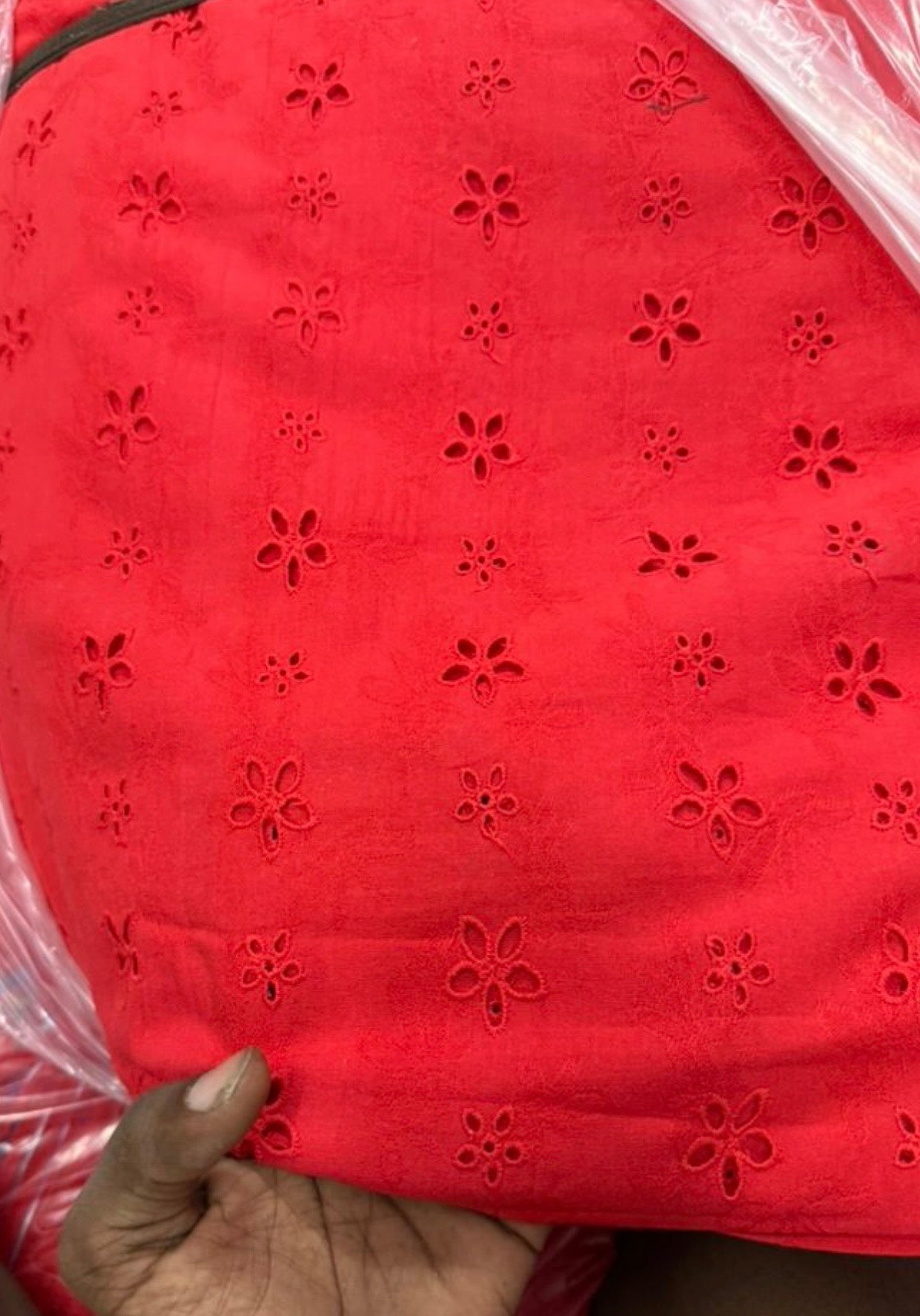 Buy Cotton Hakoba Red 2 Size Flower Fabric
