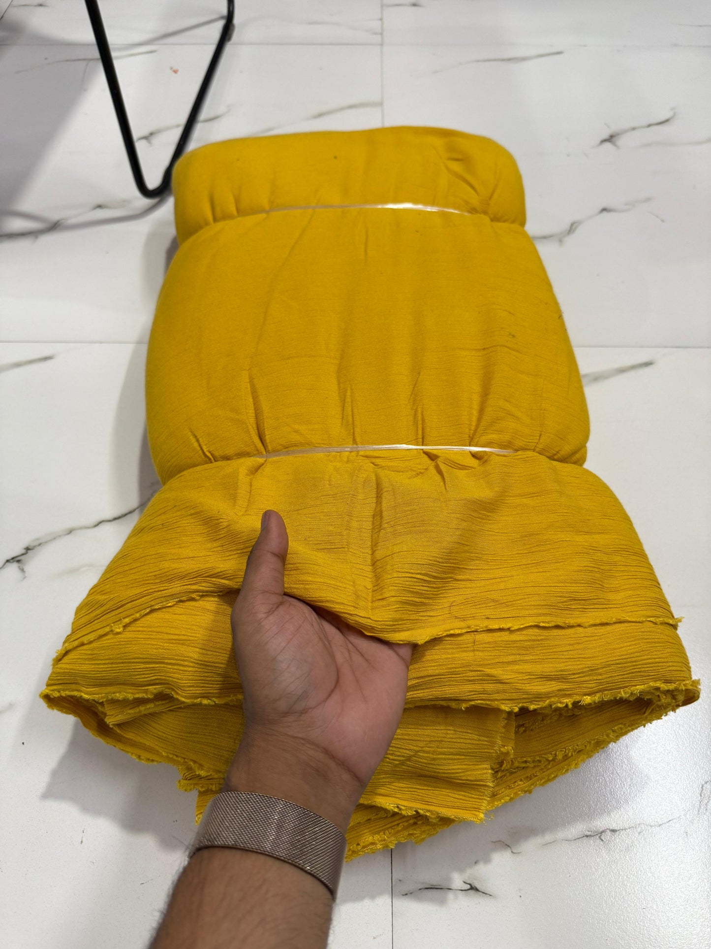 Rayon Solid Mustard Crinkled Crepe Fabric - MAF