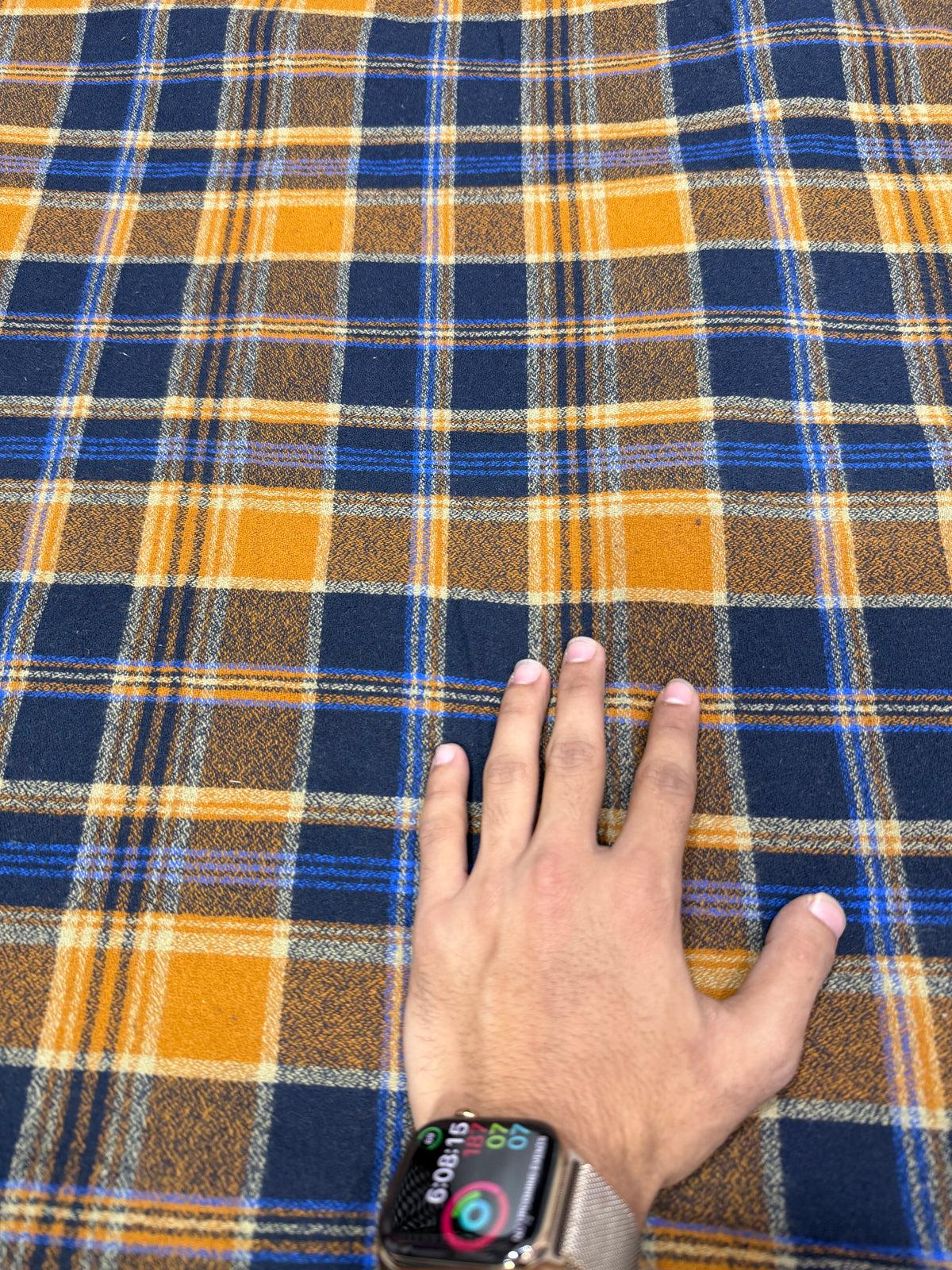 Buy Premium Cotton Twill Navy Blue Mustard Tartan Check Fabric
