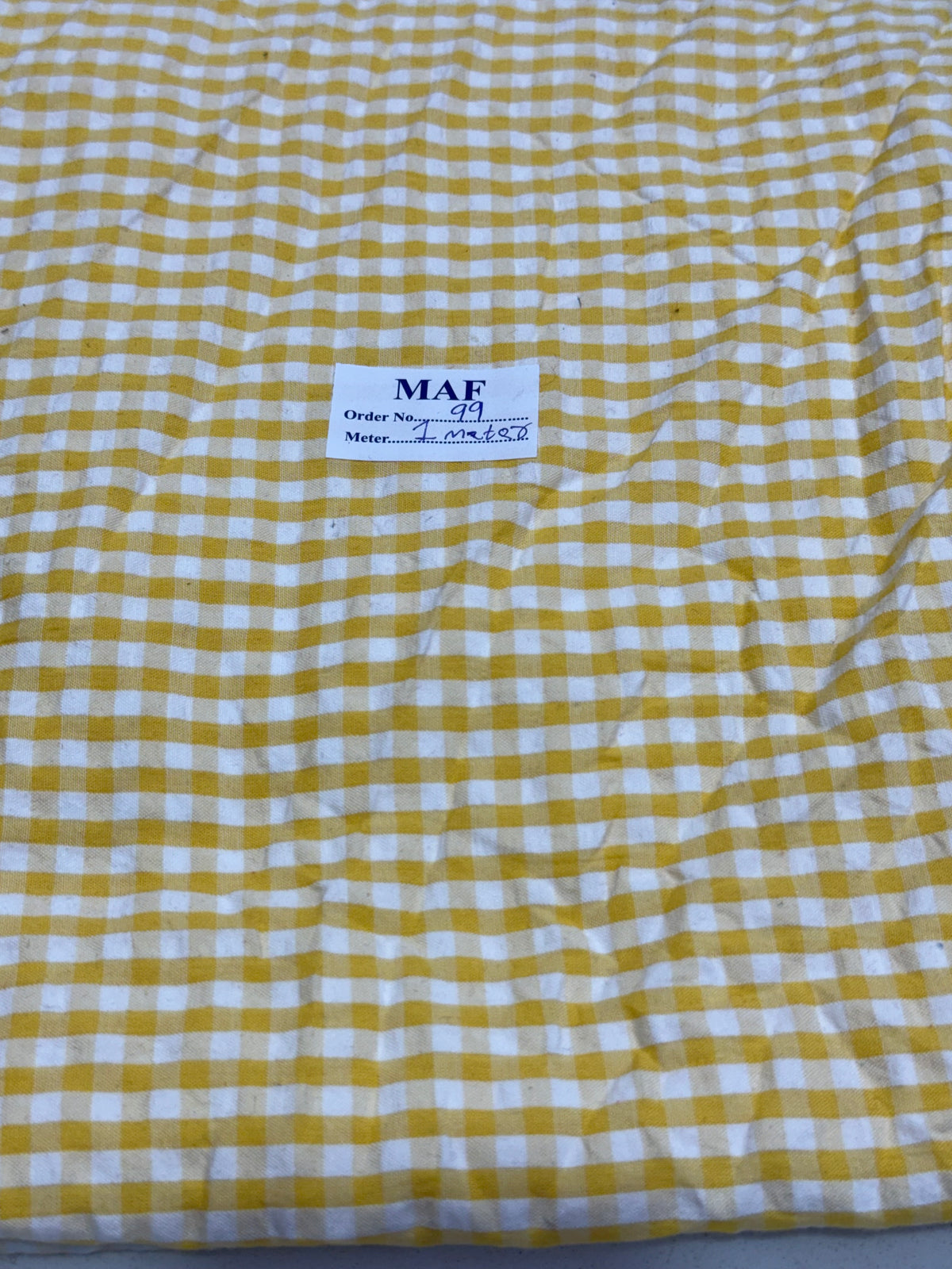 Buy Cutpiece Cotton Seersucker Ochre Yellow Gingham Check 1 Meter