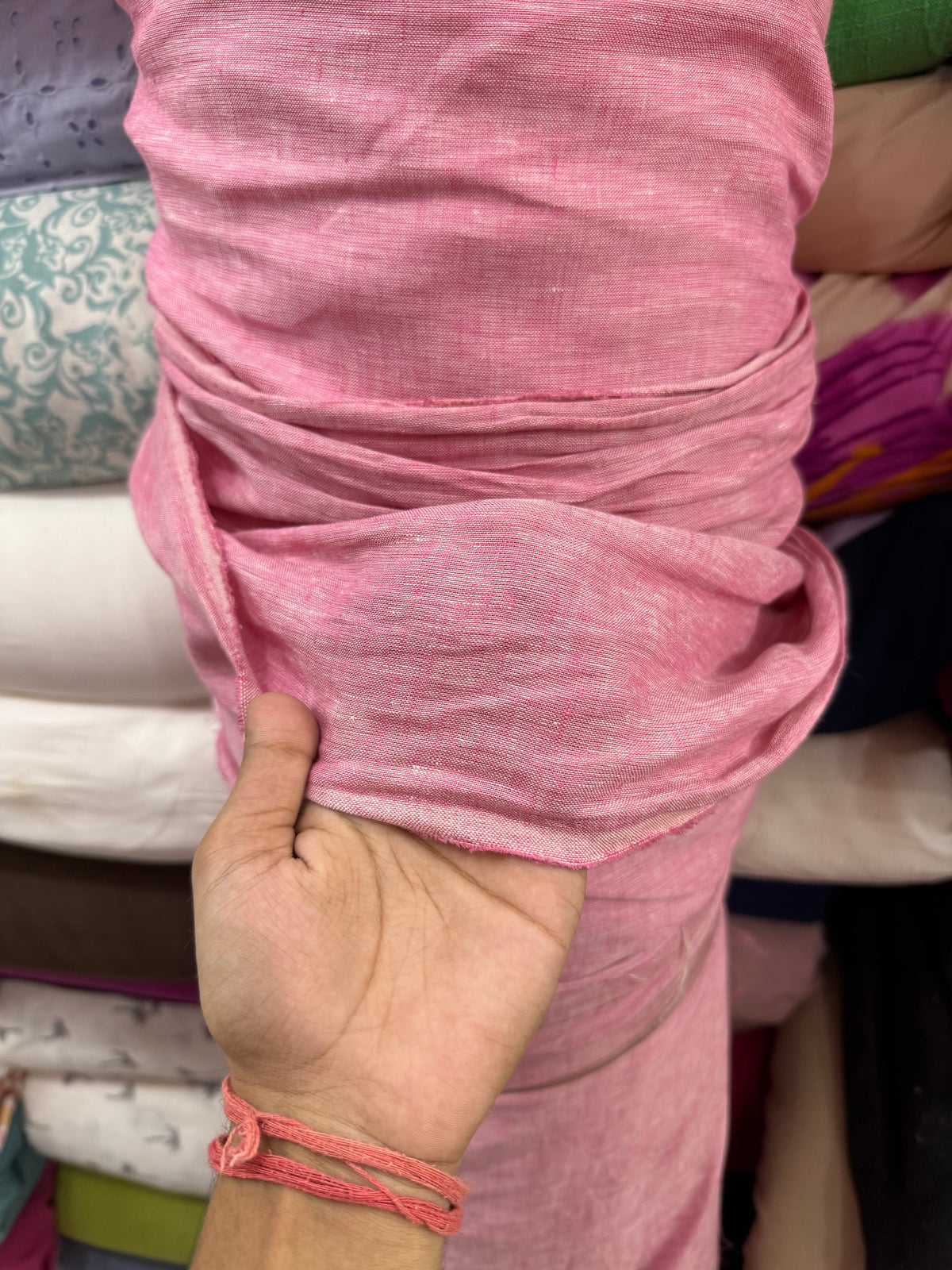 Buy Imported 100% Linen Washed Soft Pink Colour