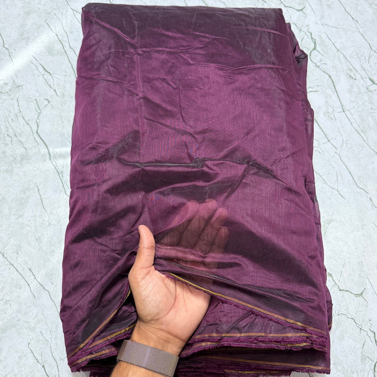 Buy Mul Chanderi Purple Fabric - MAF
