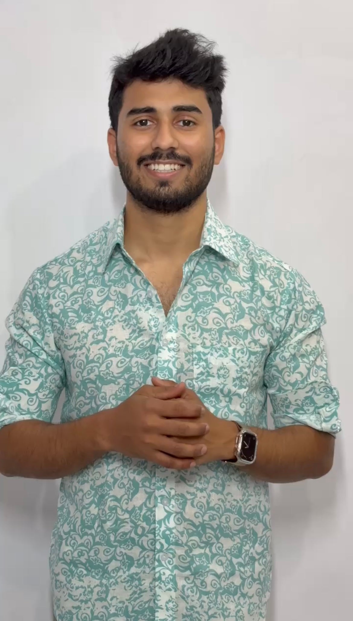 Buy 100% Pure Linen Mint Green Floral Printed - MAF