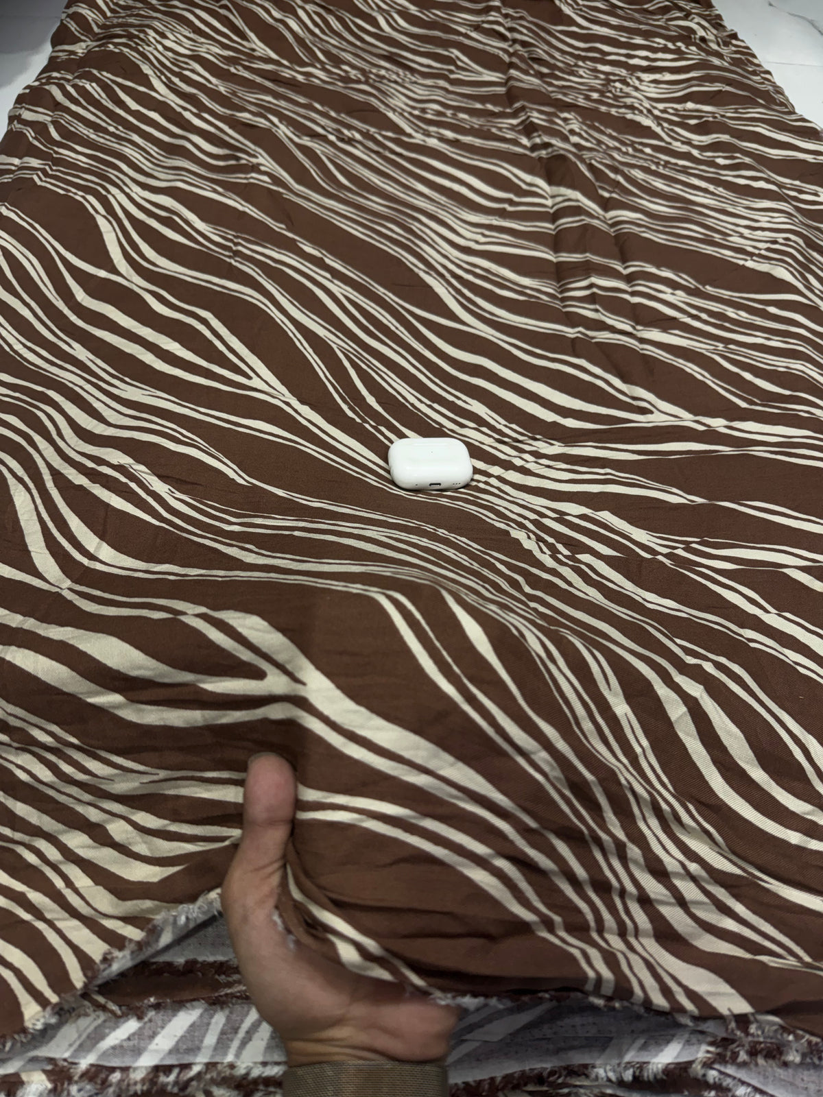 Buy Premium Rayon Printed Brown Cream Wavy Zebra Stripe Fabric