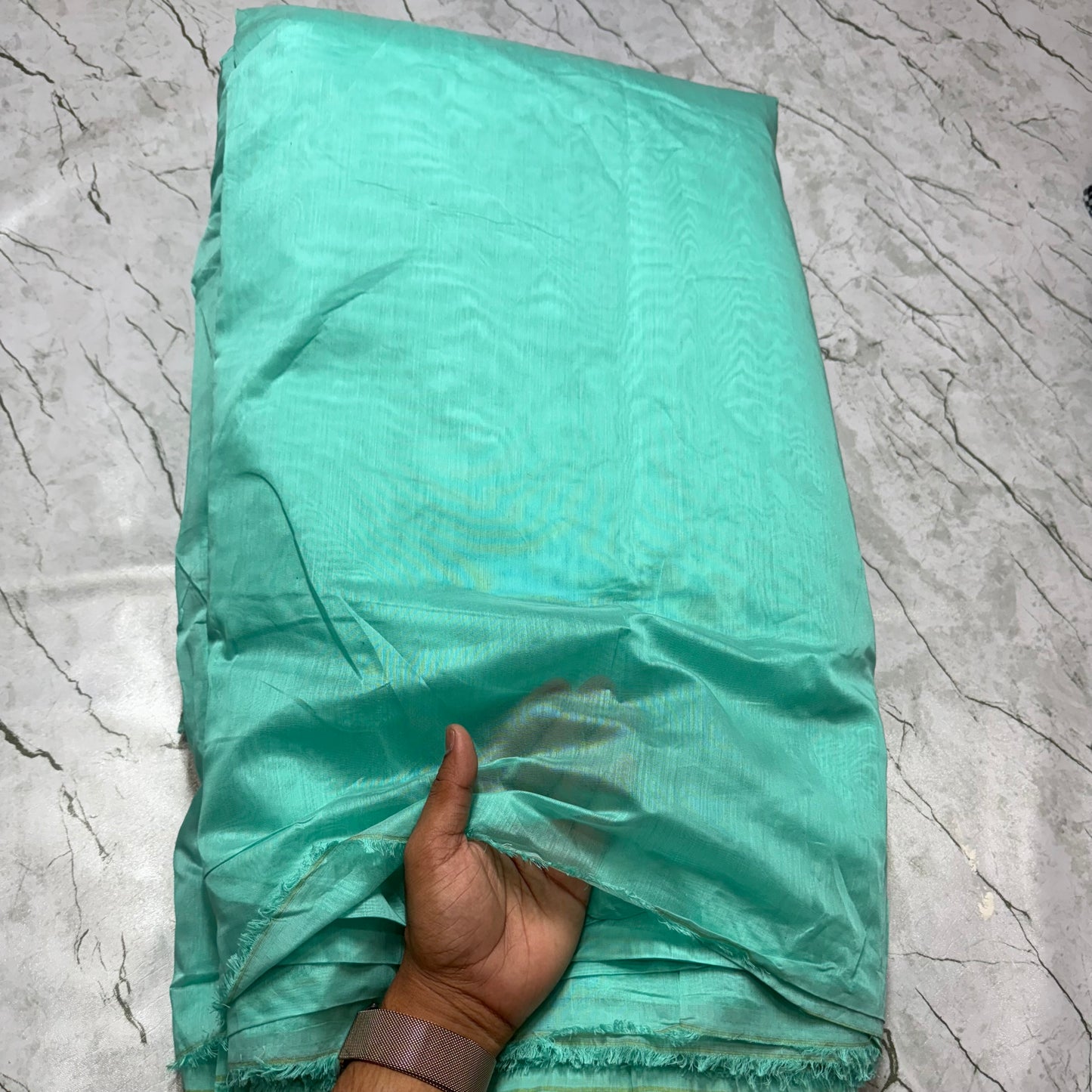 Buy Mul Chanderi Persian Green Fabric - MAF