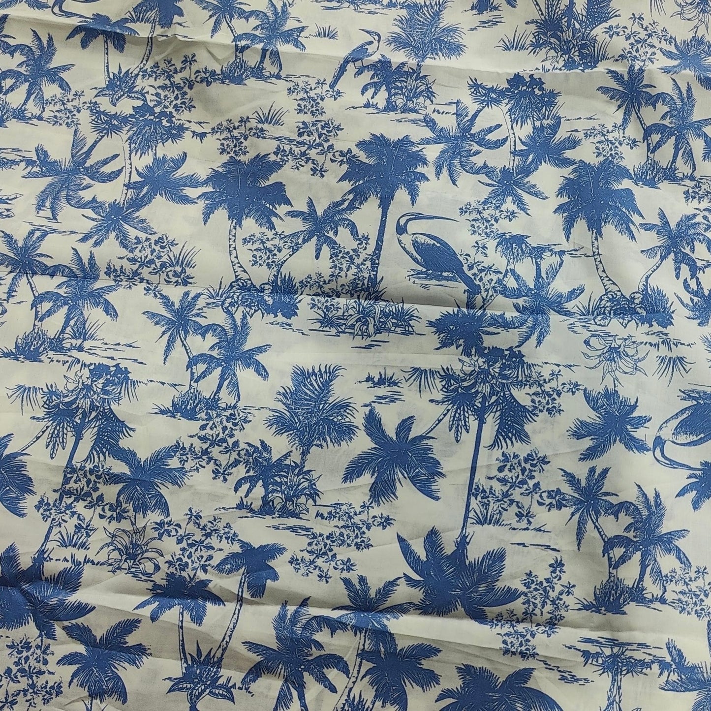 Buy Cotton Poplin Palm Tree Toile Printed Fabric