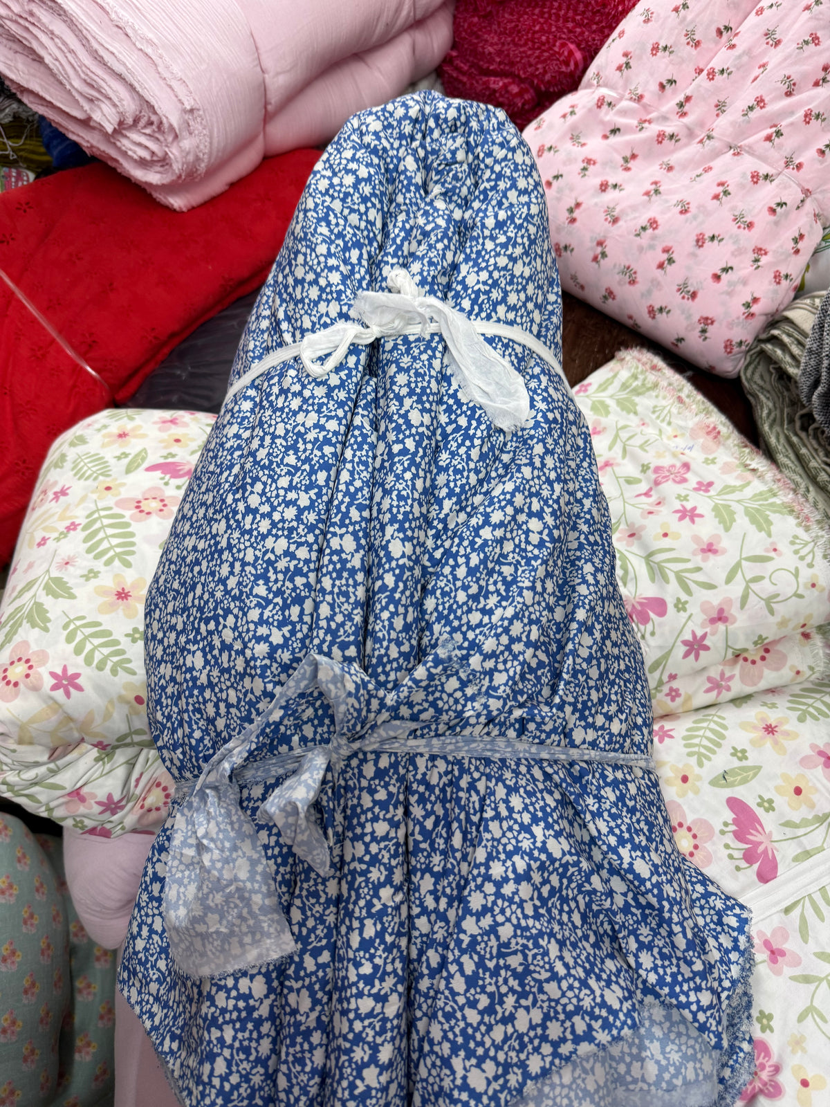 Buy 50s Poplin Blue Korean Printed Fabric
