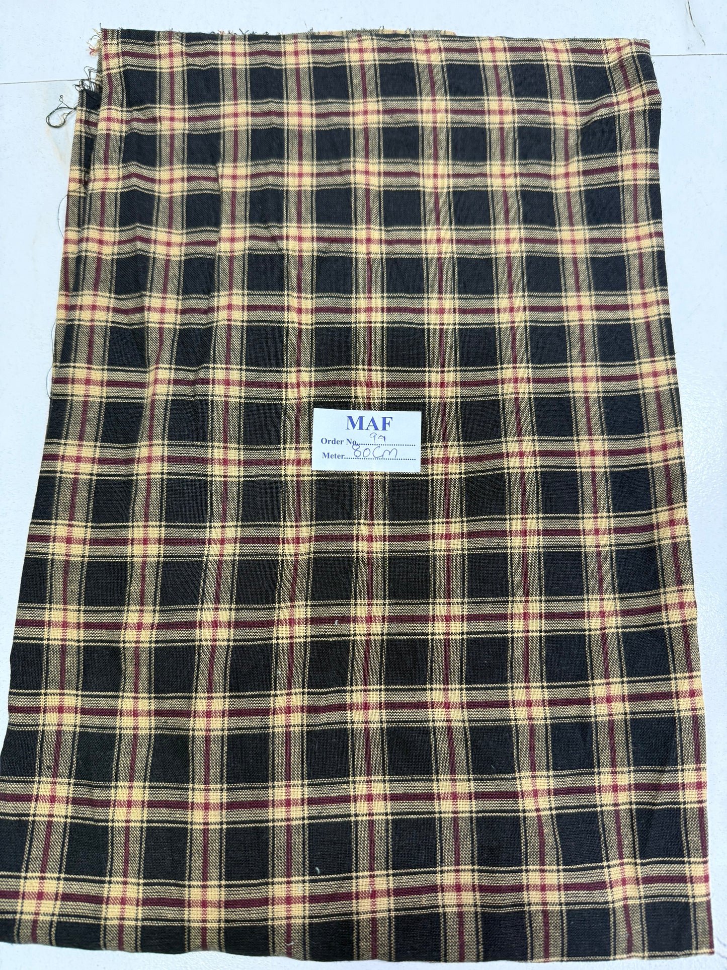 Buy Cutpiece Mustard Black Check Fabric 80 CentiMeter