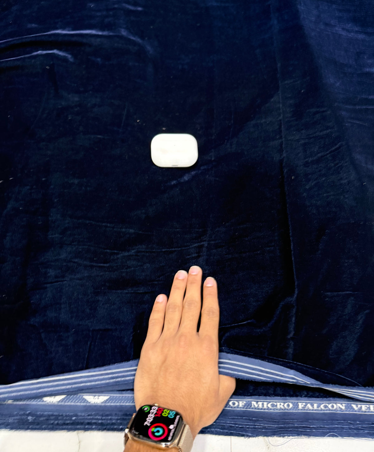 Buy Premium Velvet Solid Navy Blue Fabric