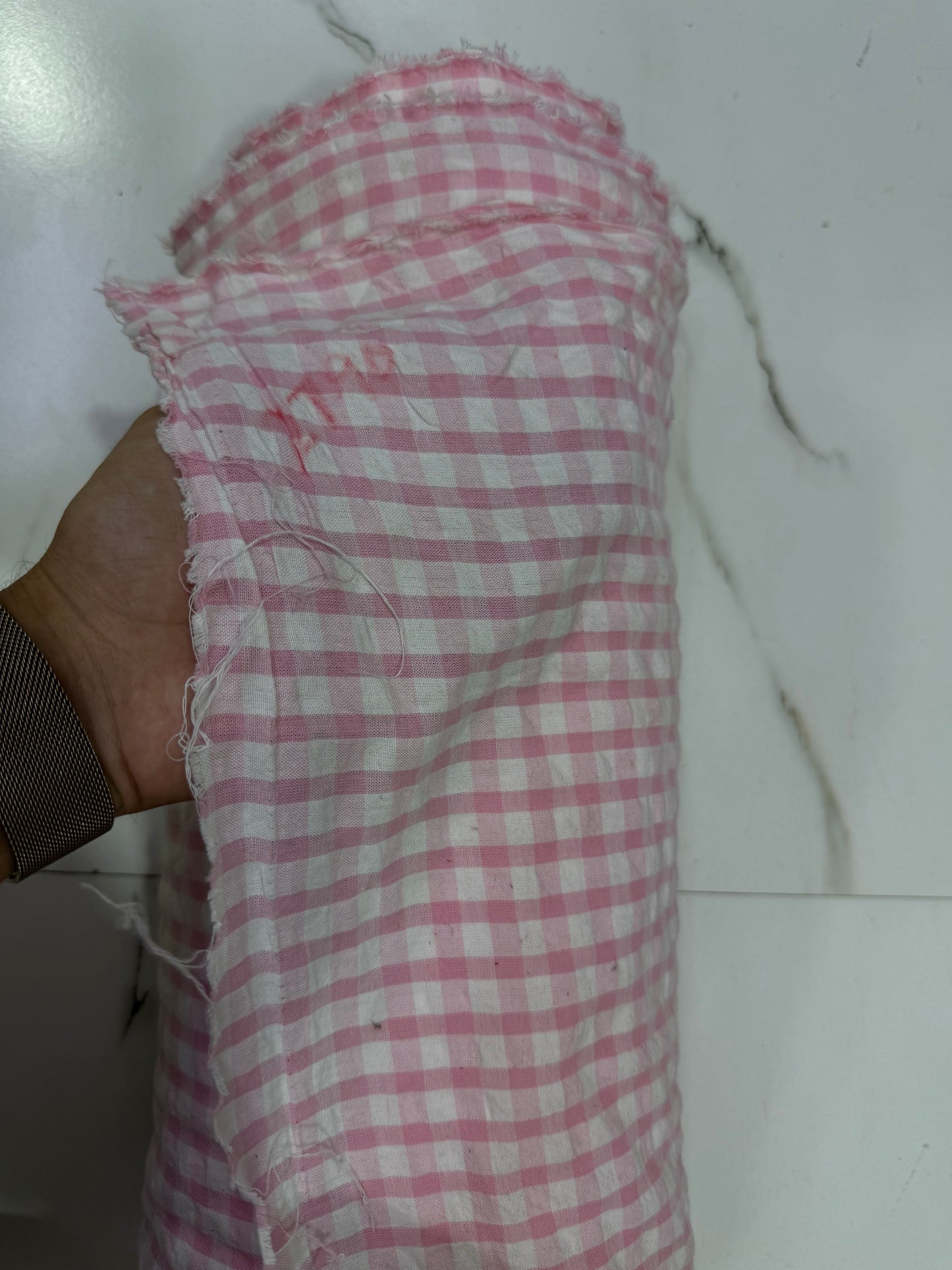 Buy Premium Cotton Seersucker Rosewood Gingham Fabric