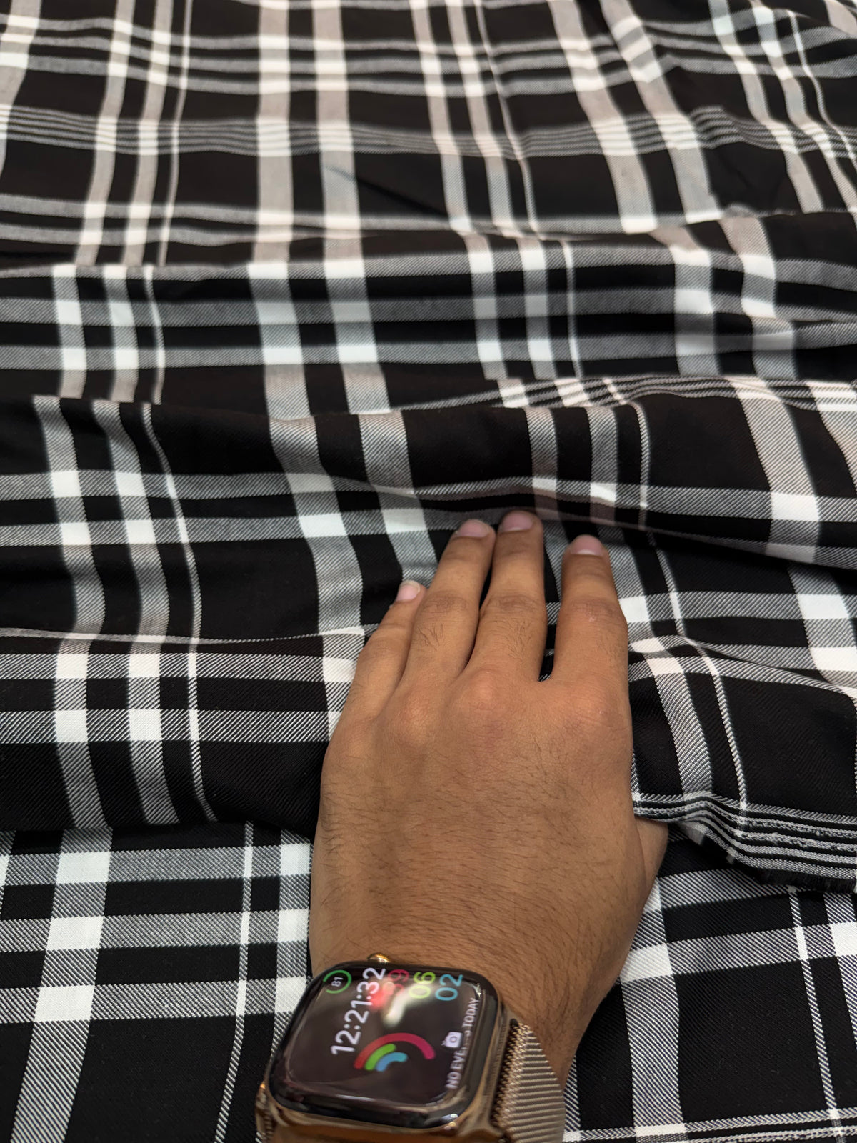 Buy Premium Rayon Twill Black White Tartan Check Fabric