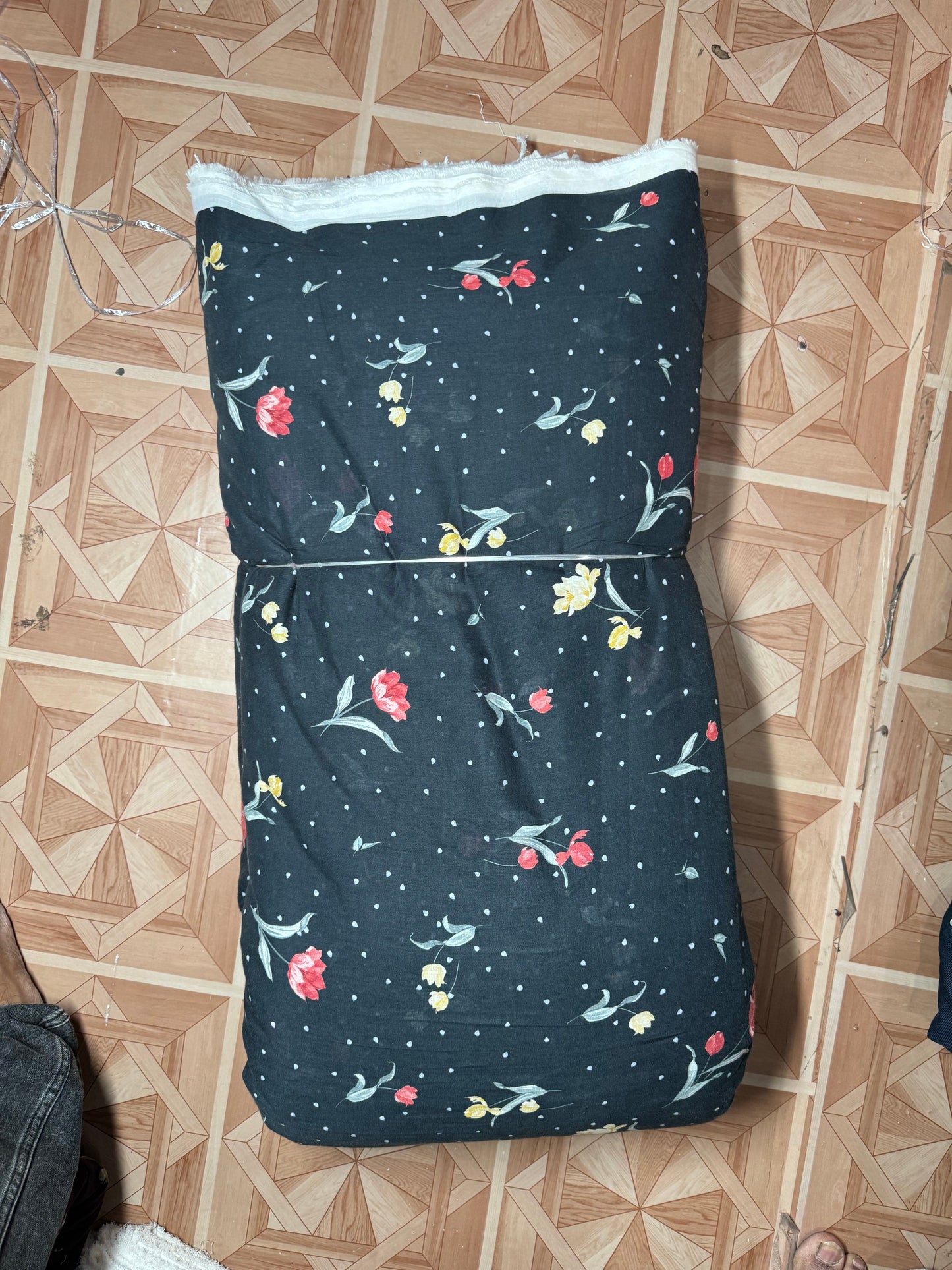 Buy Pure Muslin Coal Black Red Rose Printed Fabric - MAF