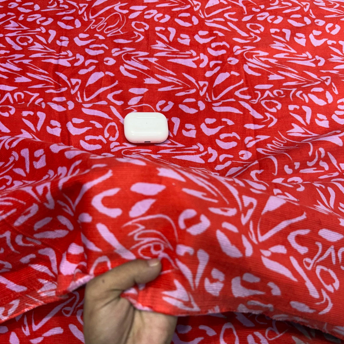 Buy Premium Corduroy Red Pink Abstract Print Fabric