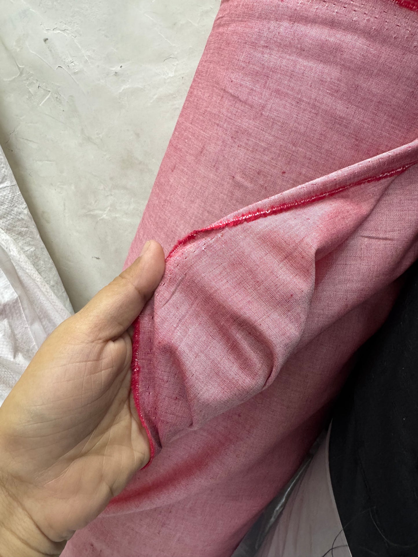 Buy Pure Linen Premium Collection Solid Washed Pink Fabric