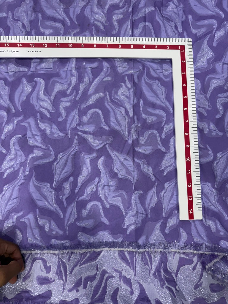 Buy Thick Viscose Jacquard Lavender Base Self Work Fabric