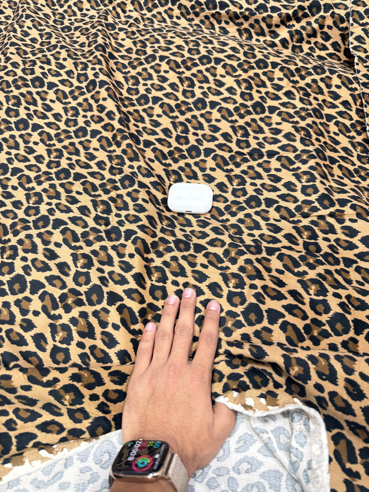 Buy Premium Corduroy Golden Leopard Print Fabric