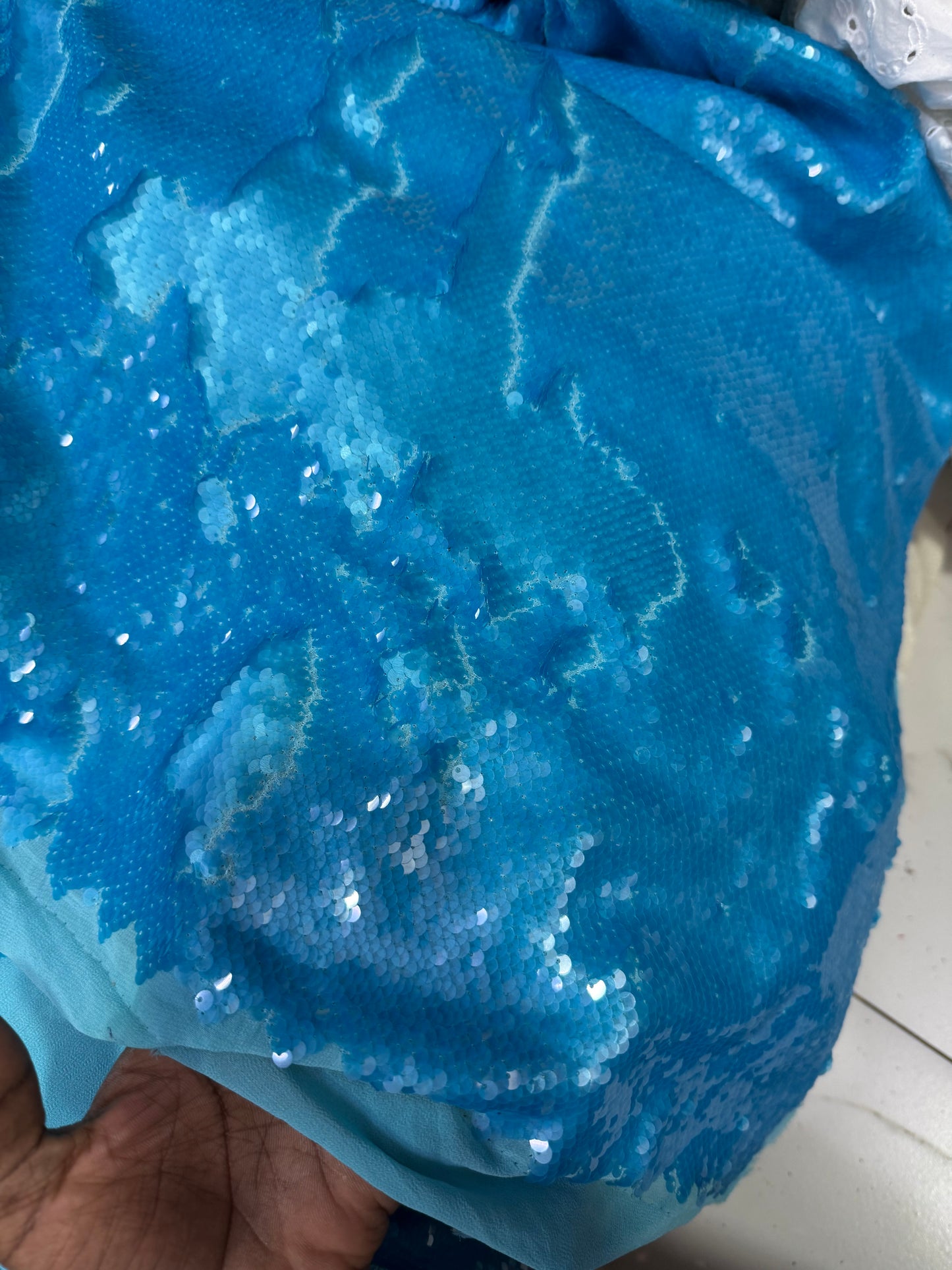 Buy Sequins Blue Coloured Fabric