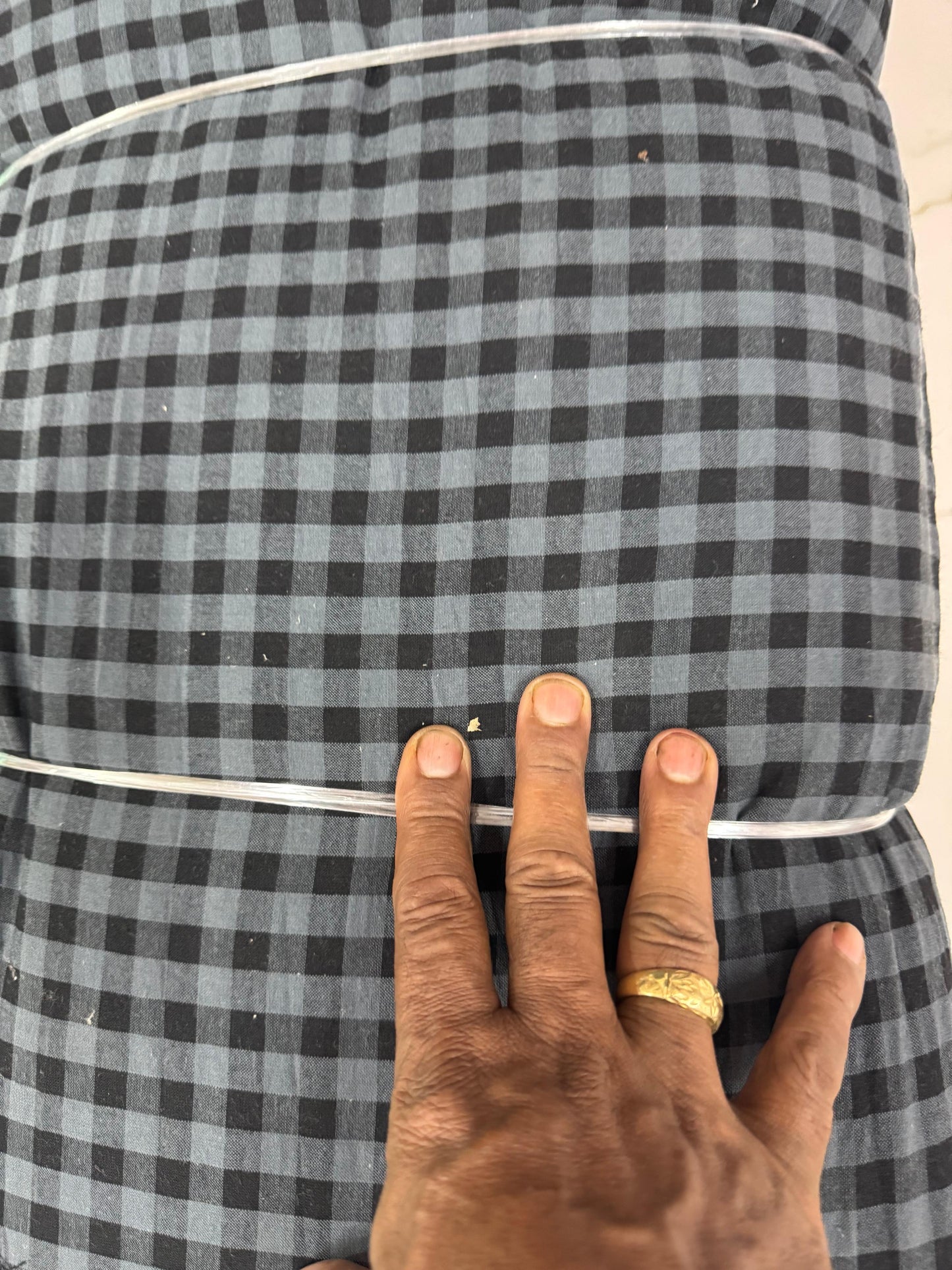 Premium Seersucker Classy Grey Black Check Fabric - MAF
