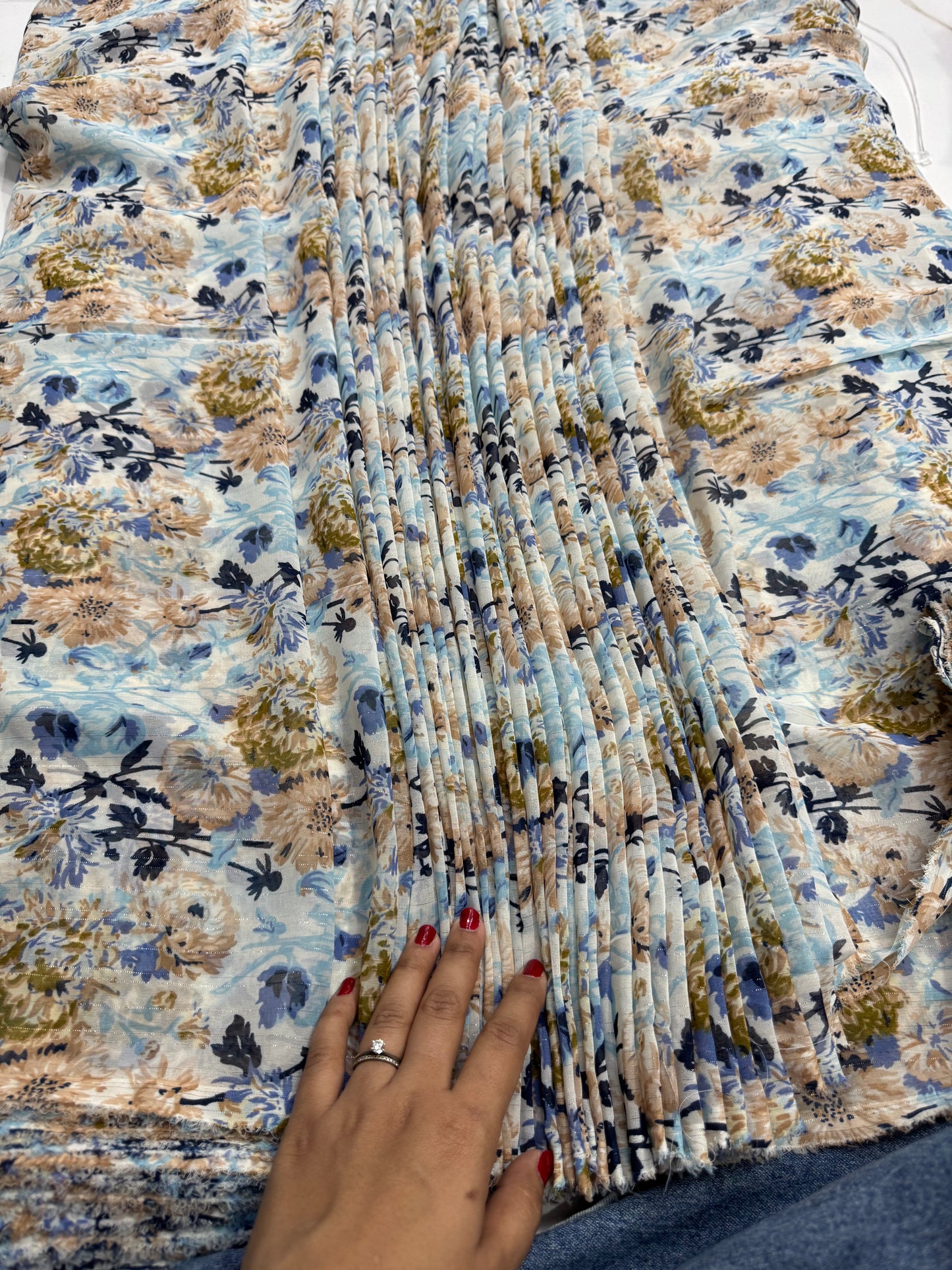 Buy Viscose Georgette Lurex Floral Nude Floral Fabric