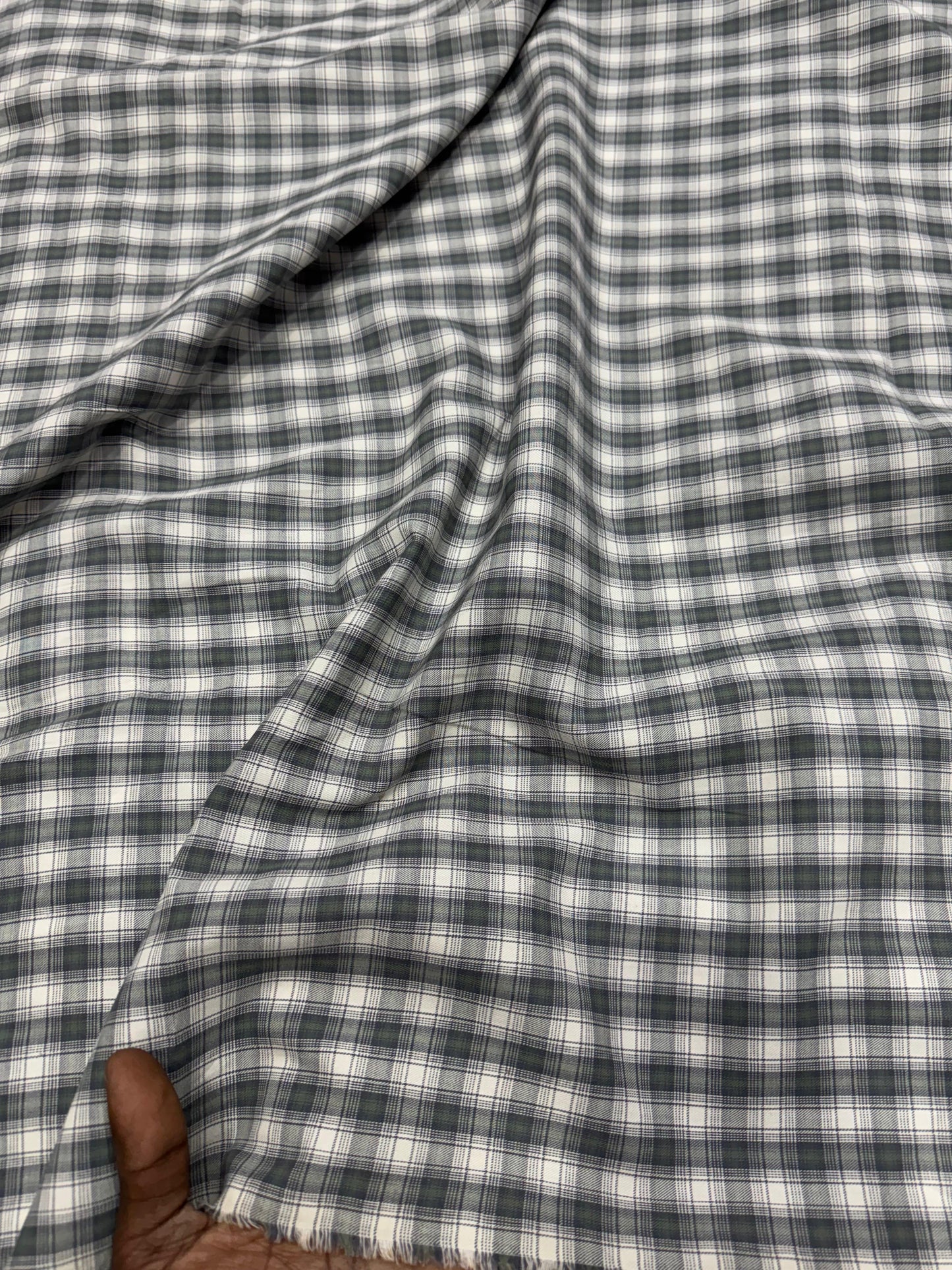 Buy Cotton Arvind Mill Grey Formal Check Shirting Yarn Dyed Fabric