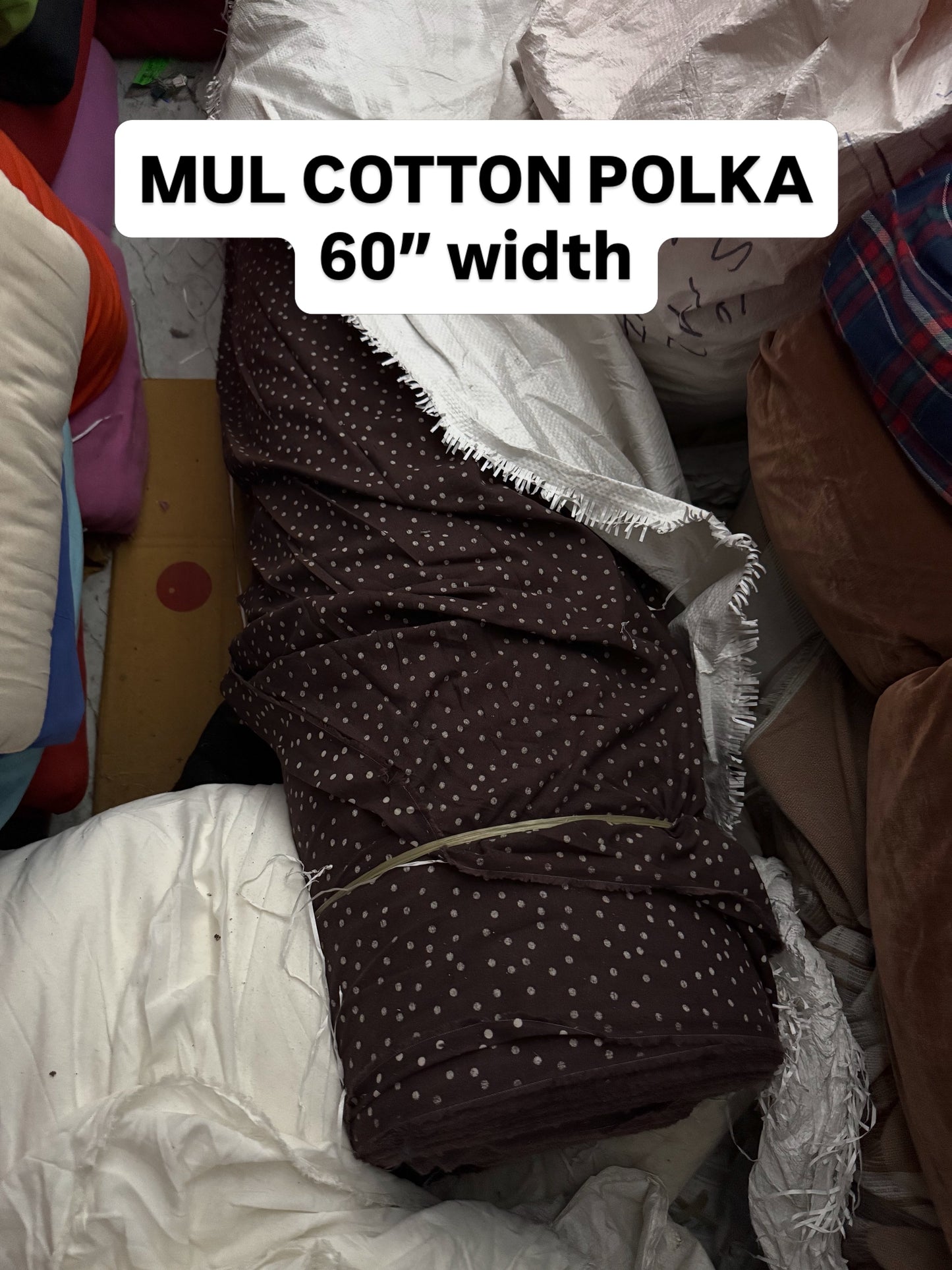 Buy Mul Cotton Polka Dot Brown Base Printed Fabric