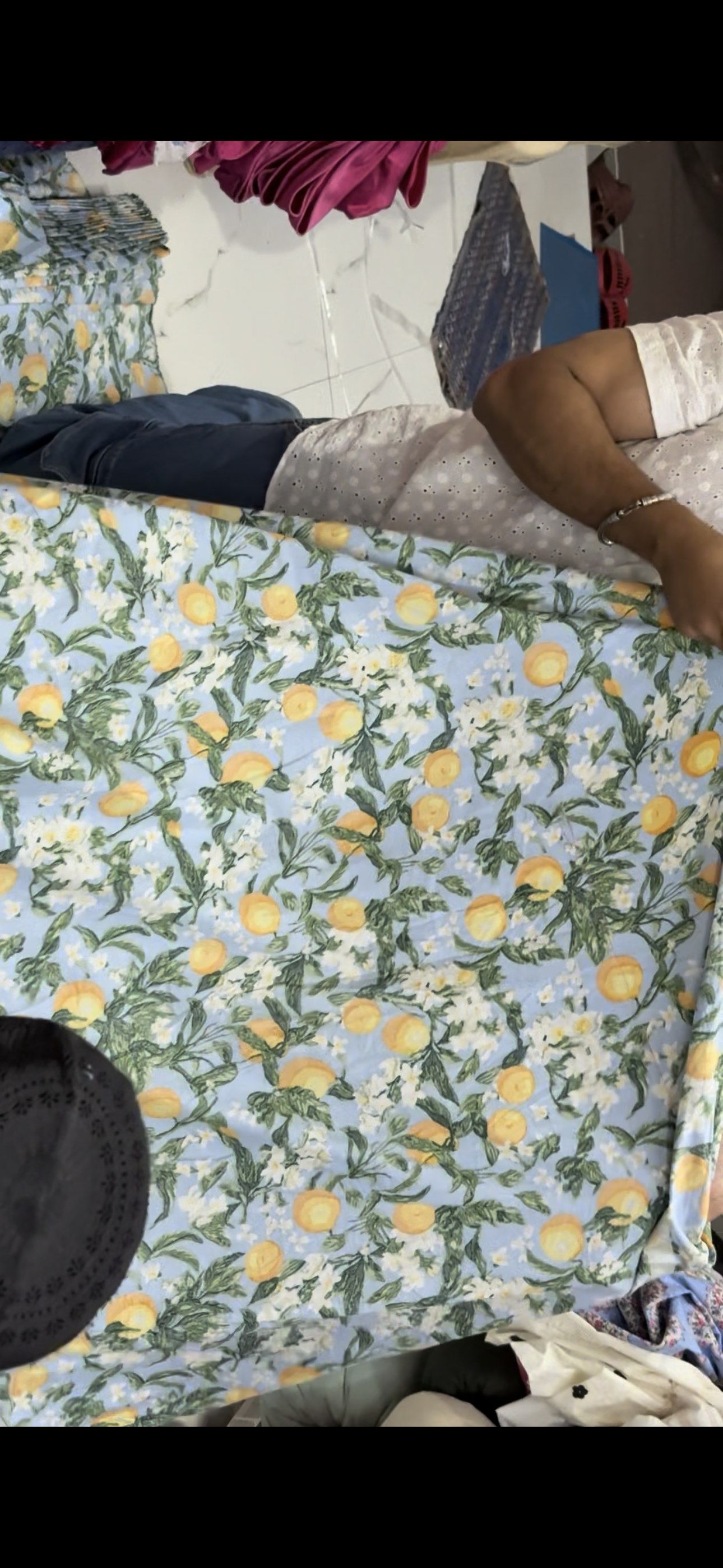 Buy Cotton Poplin Tangerine Tropical Printed Fabric