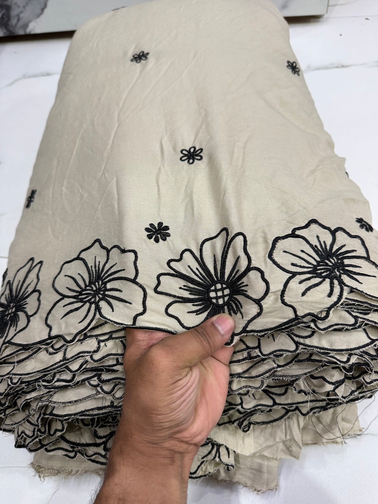 Buy Viscose Mud Base Black Embroidery Fabric